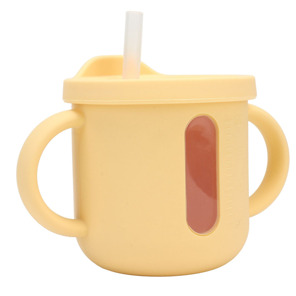 Silicone Sippy Cups Double Handles Lightweight Toddler Training Cup with Tight Leakproof Cover for Home Travelling Yellow