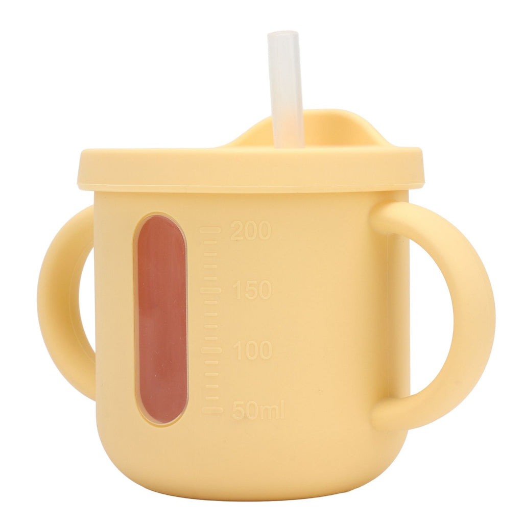 Silicone Sippy Cups Double Handles Lightweight Toddler Training Cup with Tight Leakproof Cover for Home Travelling Yellow