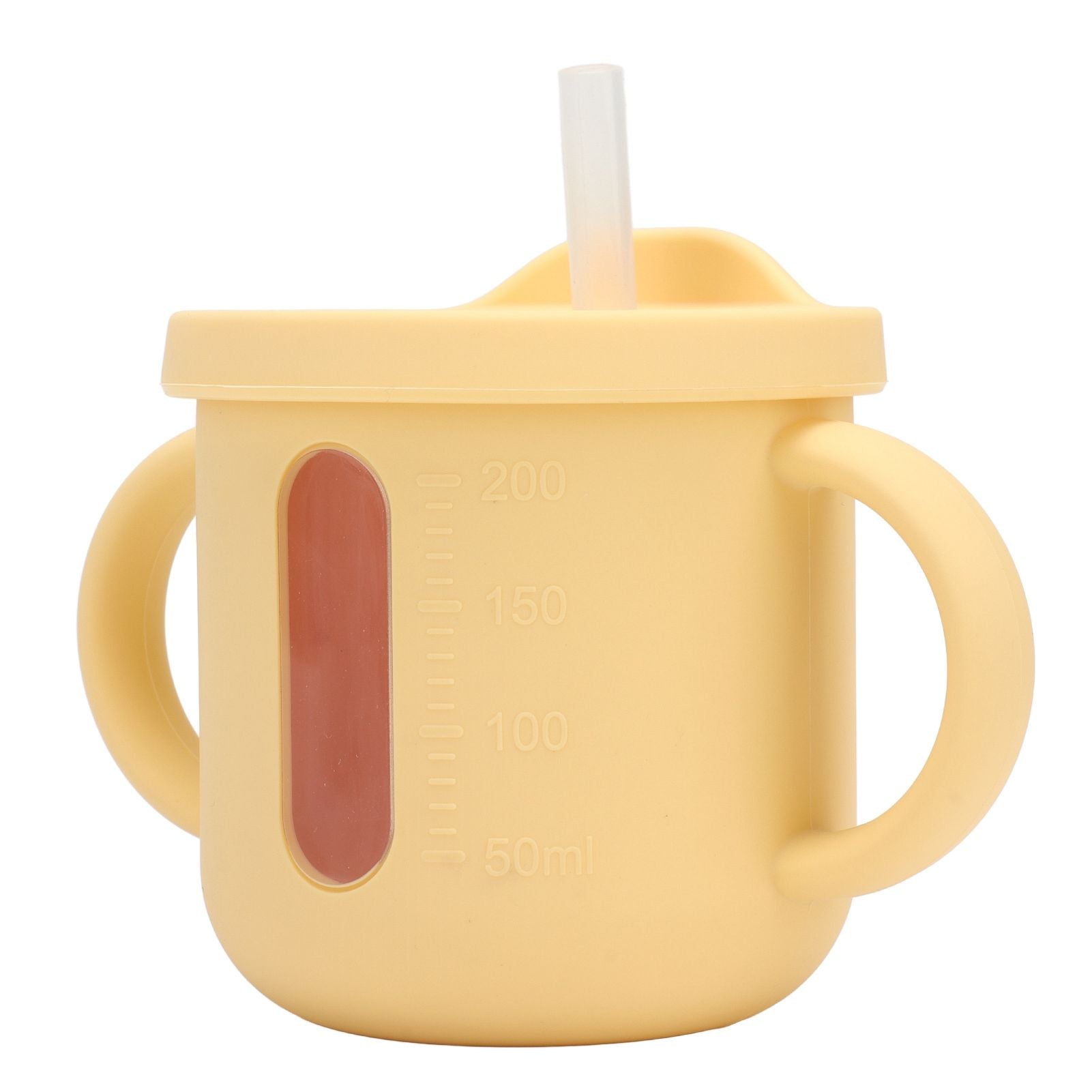 Silicone Sippy Cups Double Handles Lightweight Toddler Training Cup with Tight Leakproof Cover for Home Travelling Yellow