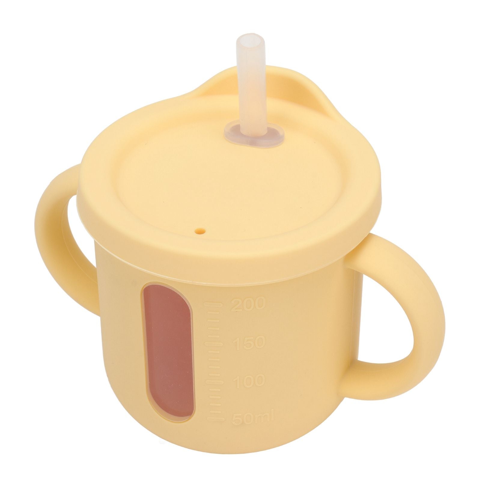 Silicone Sippy Cups Double Handles Lightweight Toddler Training Cup with Tight Leakproof Cover for Home Travelling Yellow