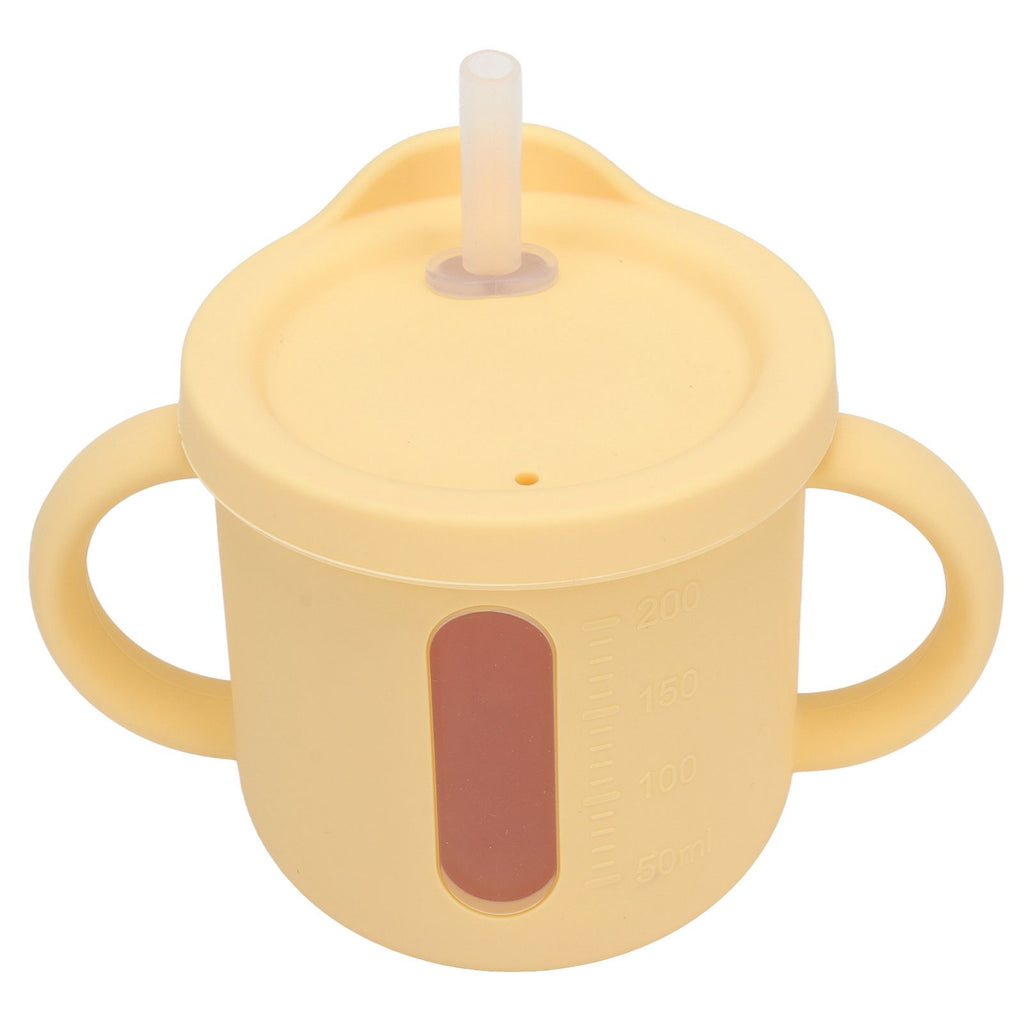 Silicone Sippy Cups Double Handles Lightweight Toddler Training Cup with Tight Leakproof Cover for Home Travelling Yellow