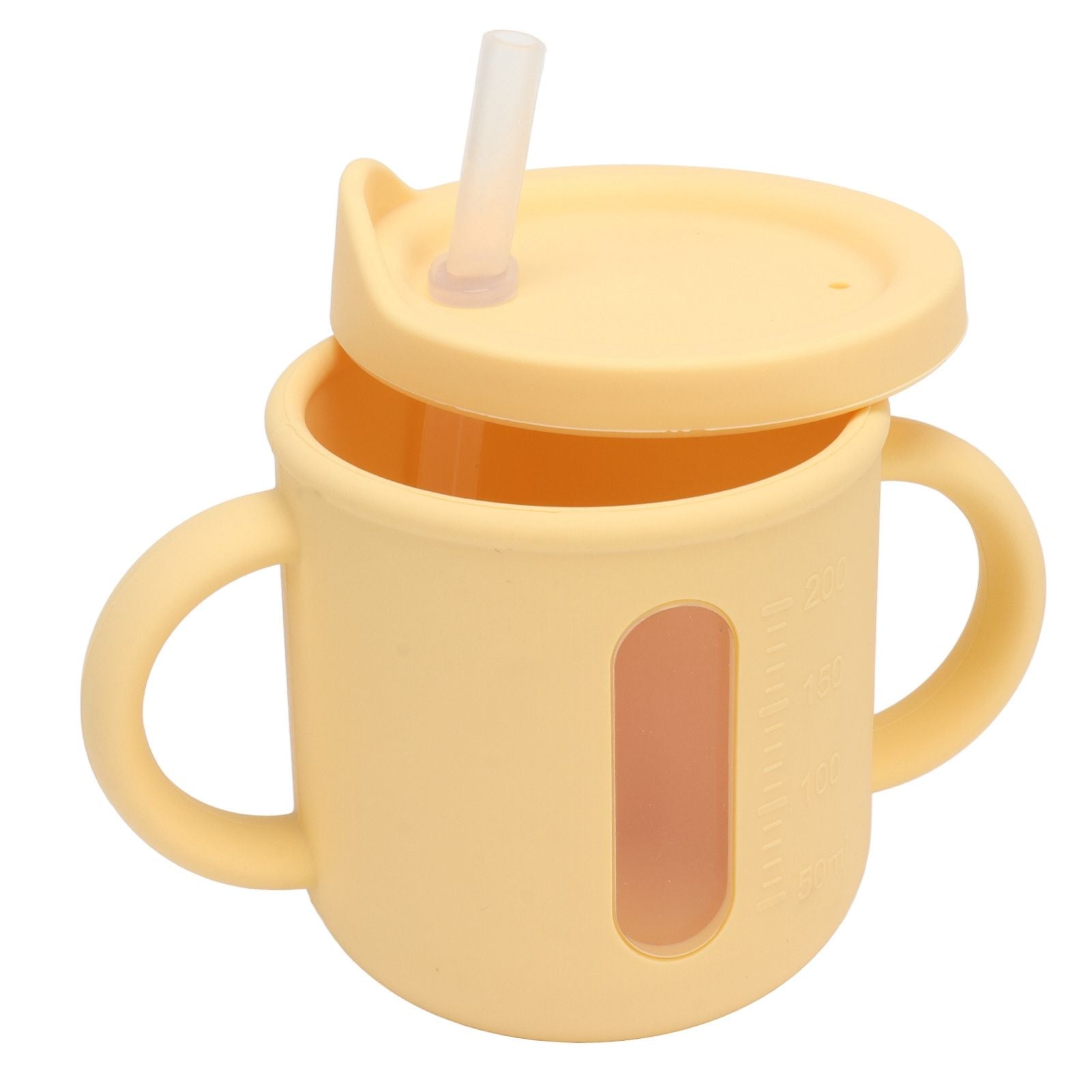 Silicone Sippy Cups Double Handles Lightweight Toddler Training Cup with Tight Leakproof Cover for Home Travelling Yellow