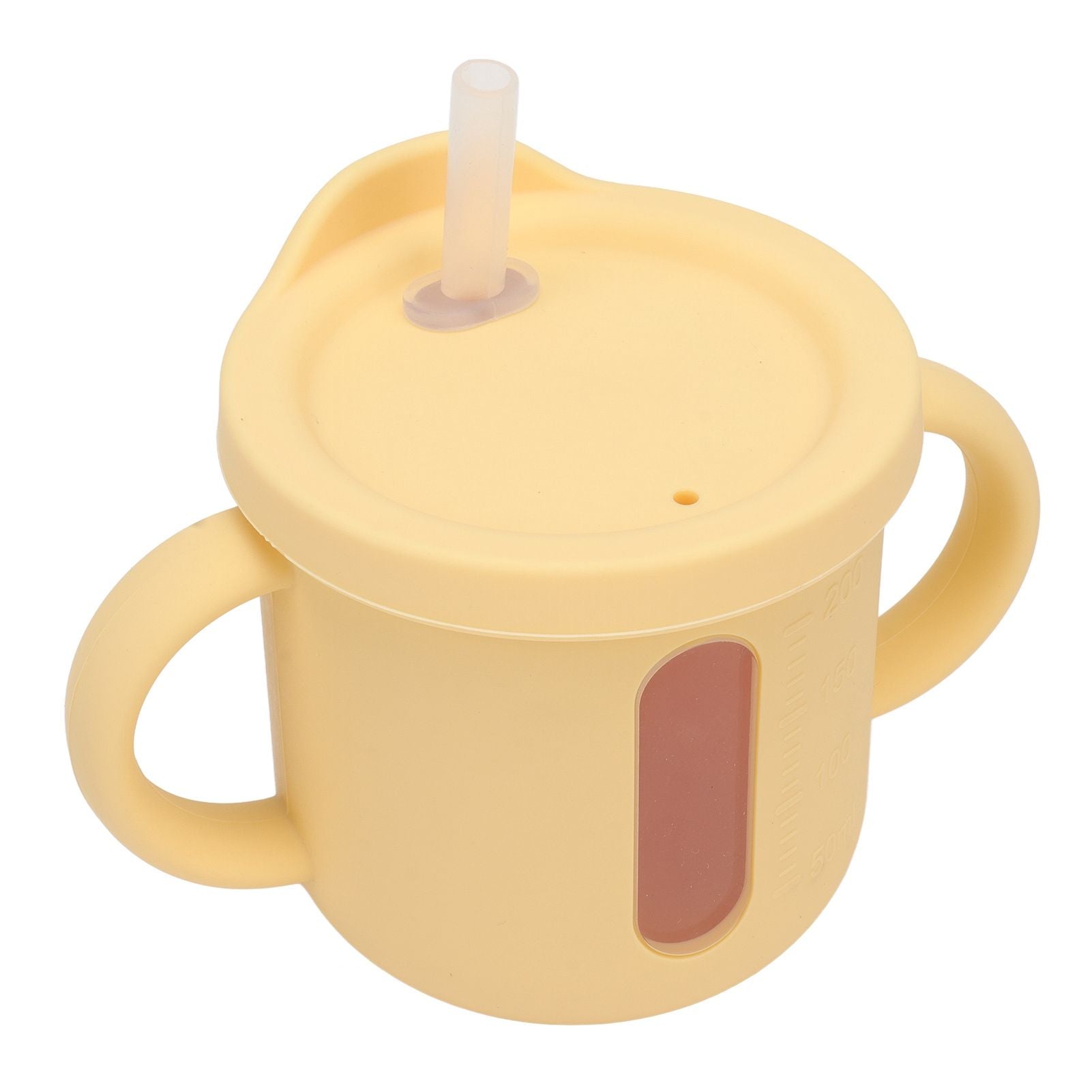 Silicone Sippy Cups Double Handles Lightweight Toddler Training Cup with Tight Leakproof Cover for Home Travelling Yellow