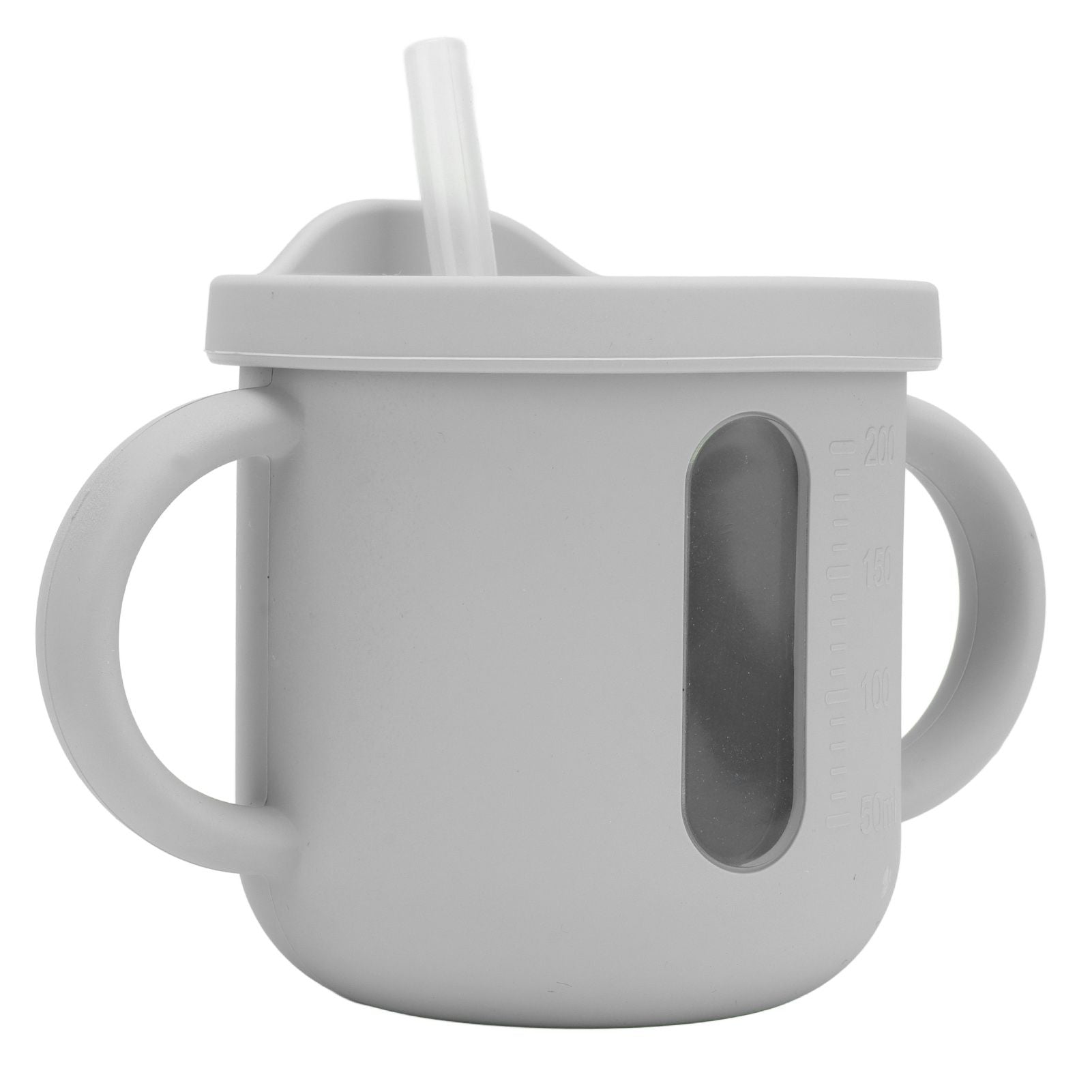 Silicone Sippy Cups Double Handles Lightweight Toddler Training Cup with Tight Leakproof Cover for Home Travelling Grey