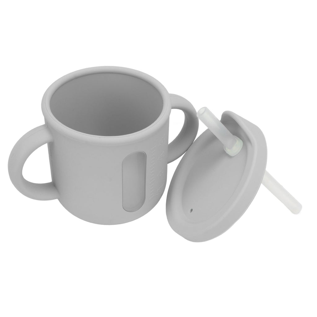Silicone Sippy Cups Double Handles Lightweight Toddler Training Cup with Tight Leakproof Cover for Home Travelling Grey