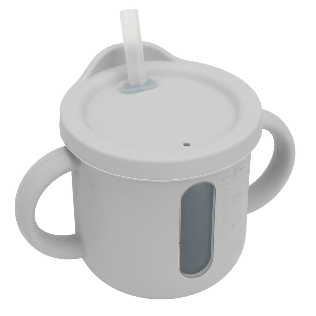 Silicone Sippy Cups Double Handles Lightweight Toddler Training Cup with Tight Leakproof Cover for Home Travelling Grey