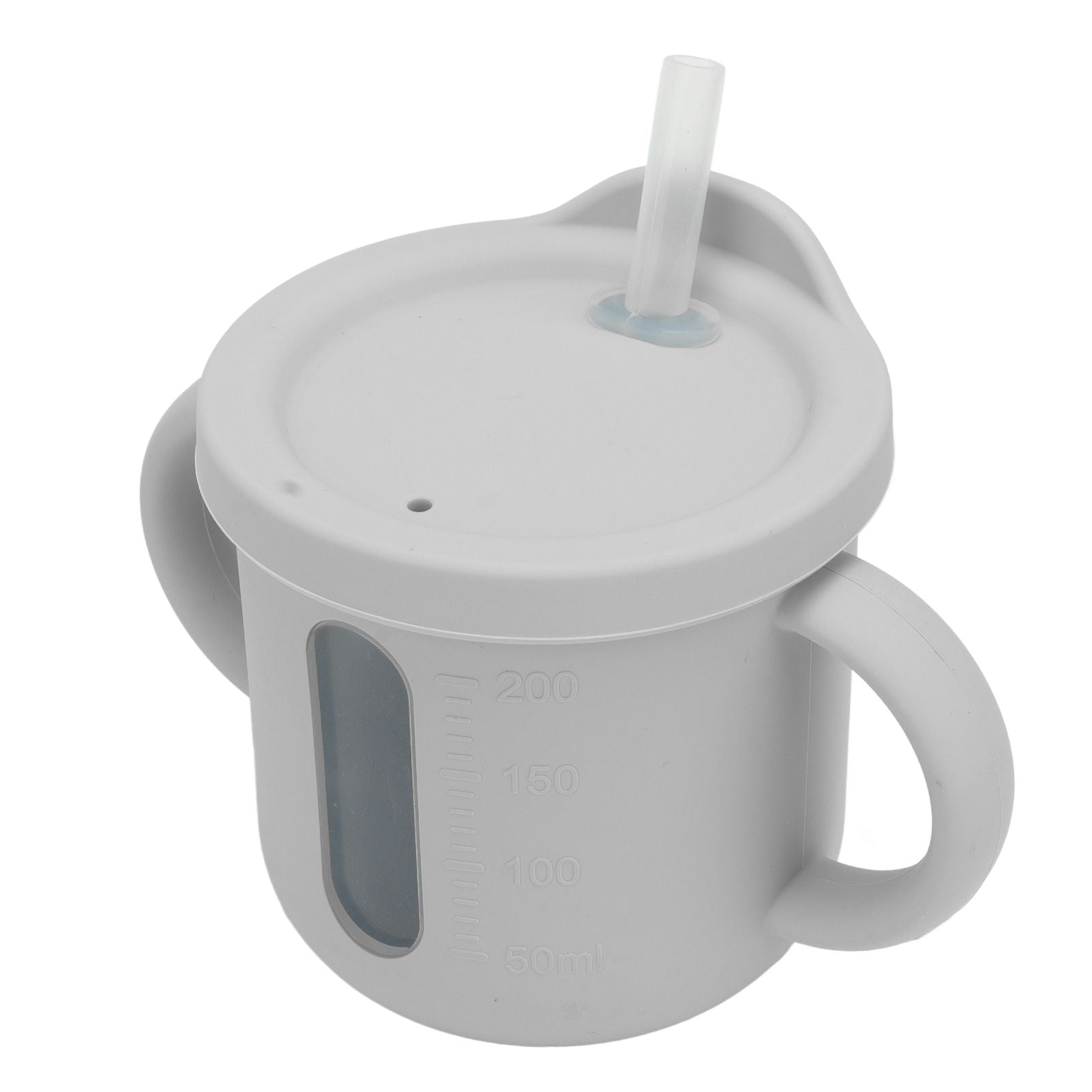 Silicone Sippy Cups Double Handles Lightweight Toddler Training Cup with Tight Leakproof Cover for Home Travelling Grey