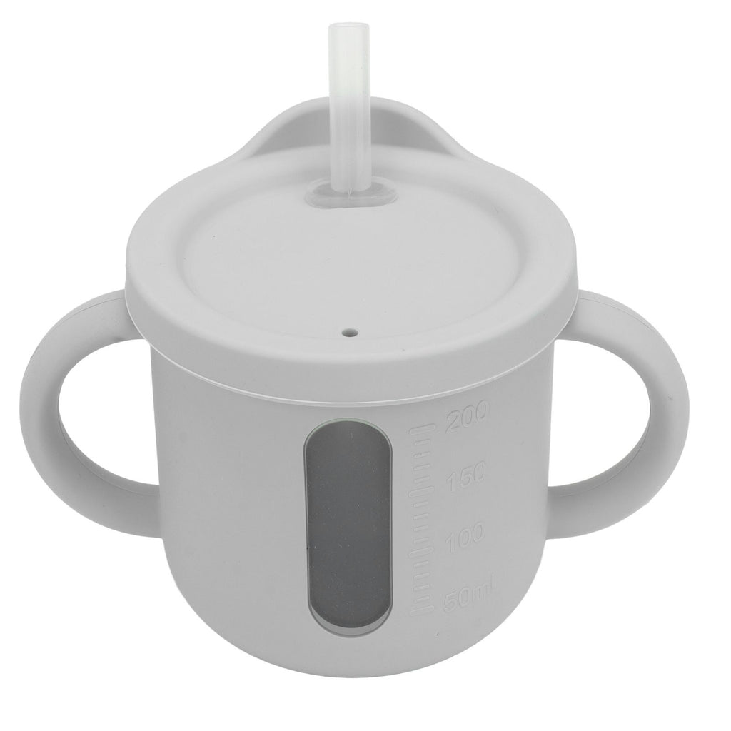 Silicone Sippy Cups Double Handles Lightweight Toddler Training Cup with Tight Leakproof Cover for Home Travelling Grey