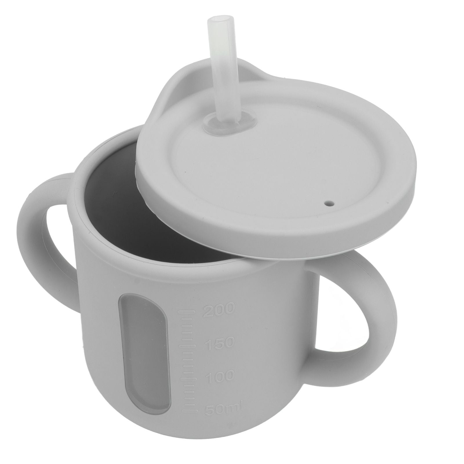 Silicone Sippy Cups Double Handles Lightweight Toddler Training Cup with Tight Leakproof Cover for Home Travelling Grey