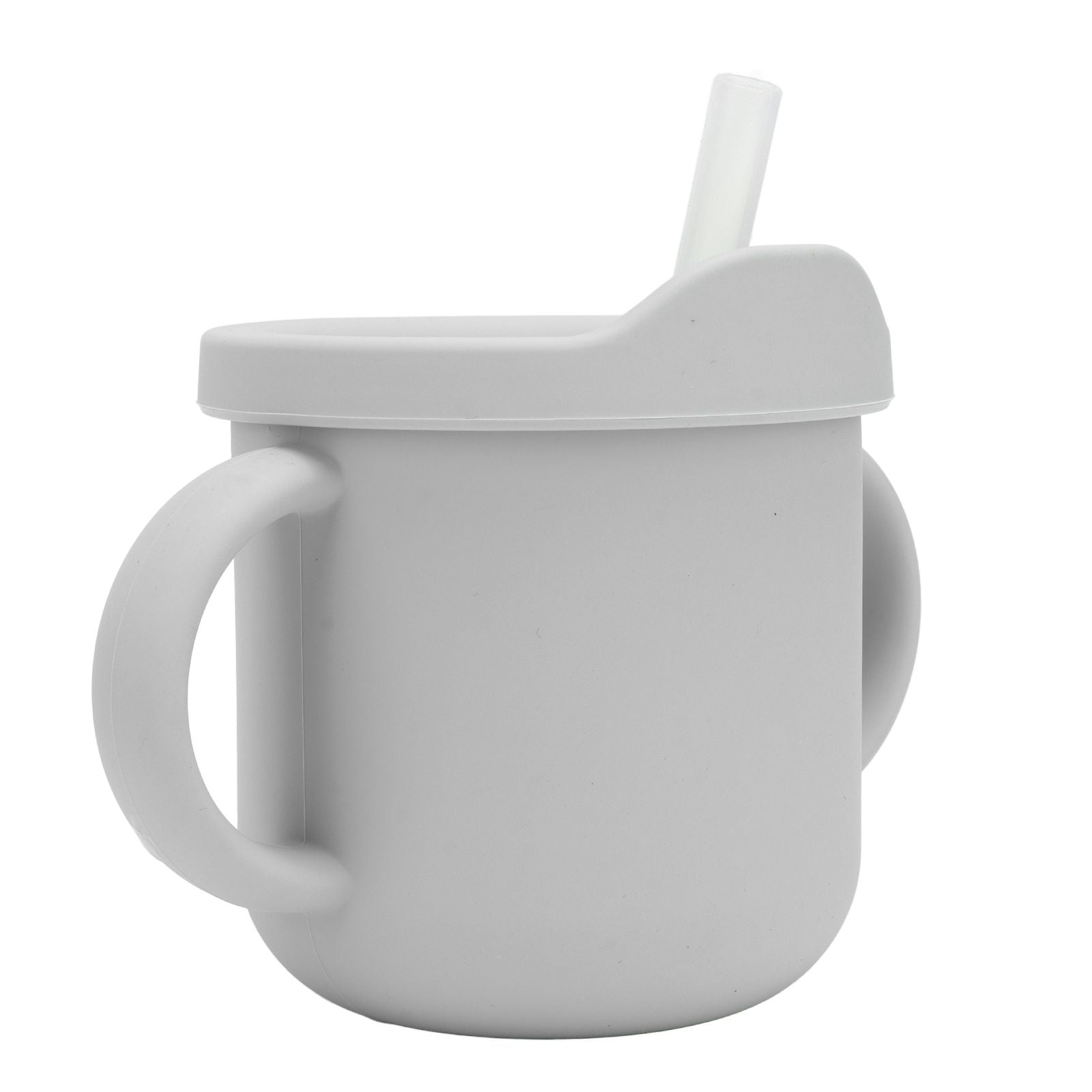 Silicone Sippy Cups Double Handles Lightweight Toddler Training Cup with Tight Leakproof Cover for Home Travelling Grey