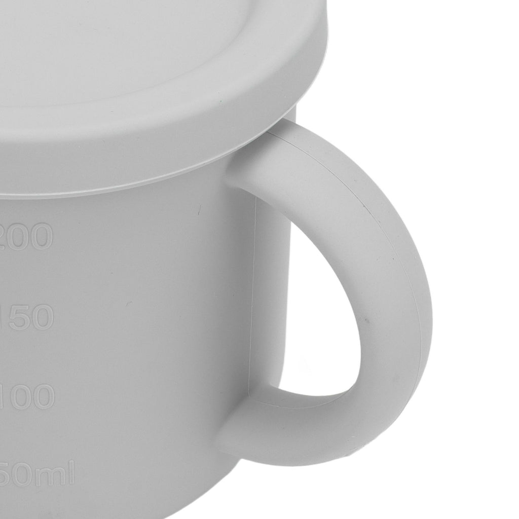 Silicone Sippy Cups Double Handles Lightweight Toddler Training Cup with Tight Leakproof Cover for Home Travelling Grey