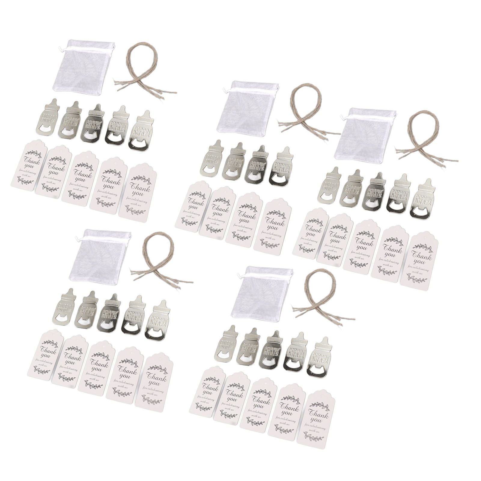 24 Set Baby Bottle Opener Zinc Alloy Cute Baby Bottle Shaped Bottle Opener Baby Shower Return Gift for Baby Shower Party Silver