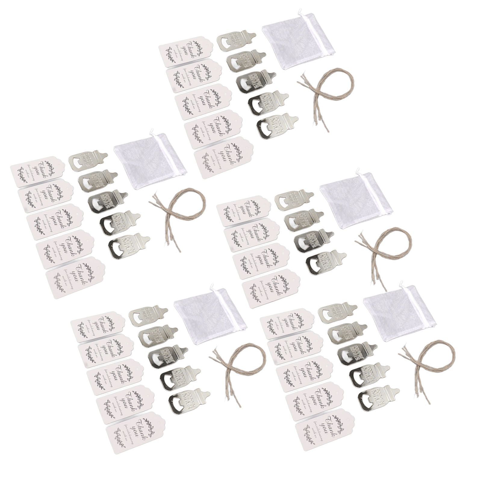 24 Set Baby Bottle Opener Zinc Alloy Cute Baby Bottle Shaped Bottle Opener Baby Shower Return Gift for Baby Shower Party Silver