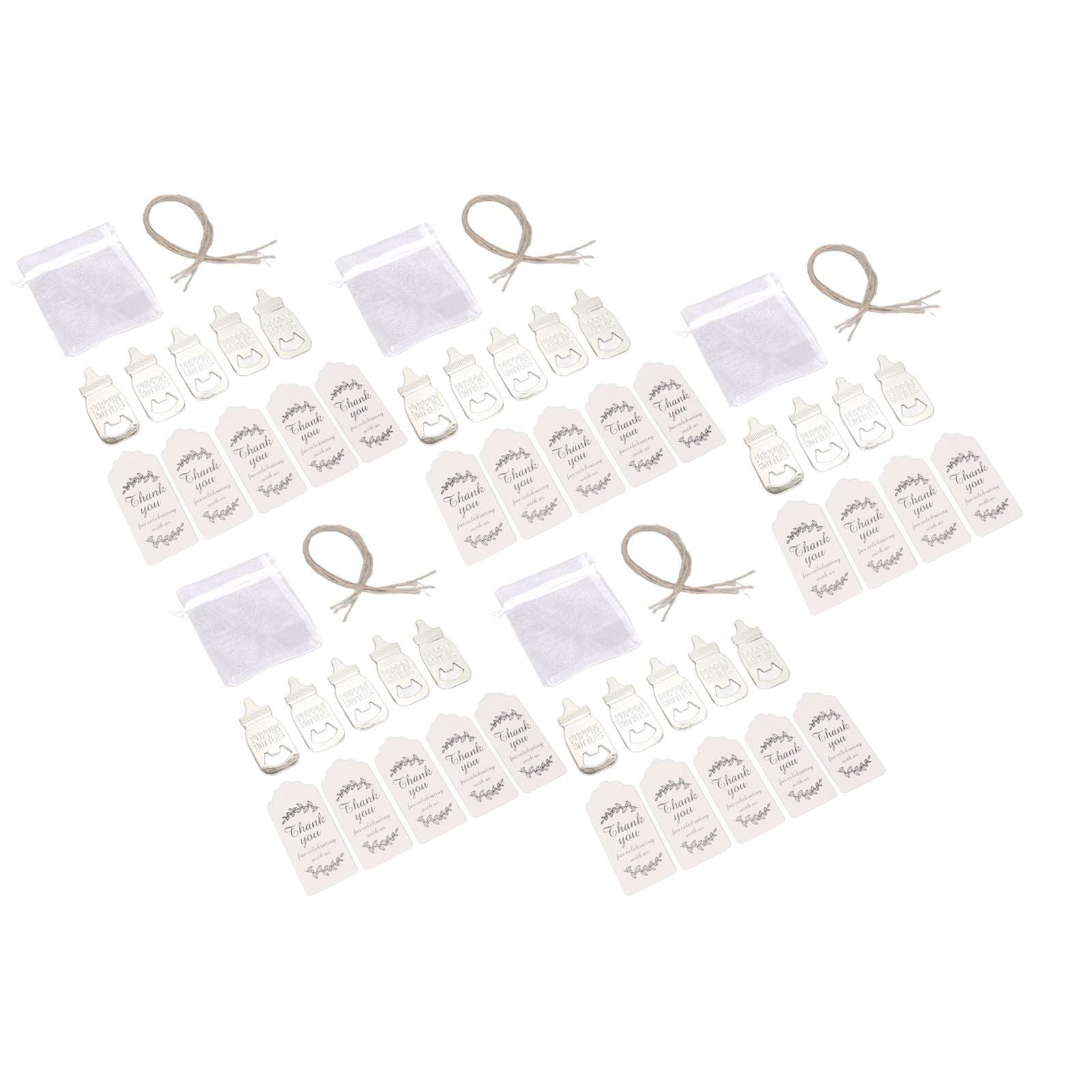 24 Set Baby Bottle Opener Zinc Alloy Cute Baby Bottle Shaped Bottle Opener Baby Shower Return Gift for Baby Shower Party Silver