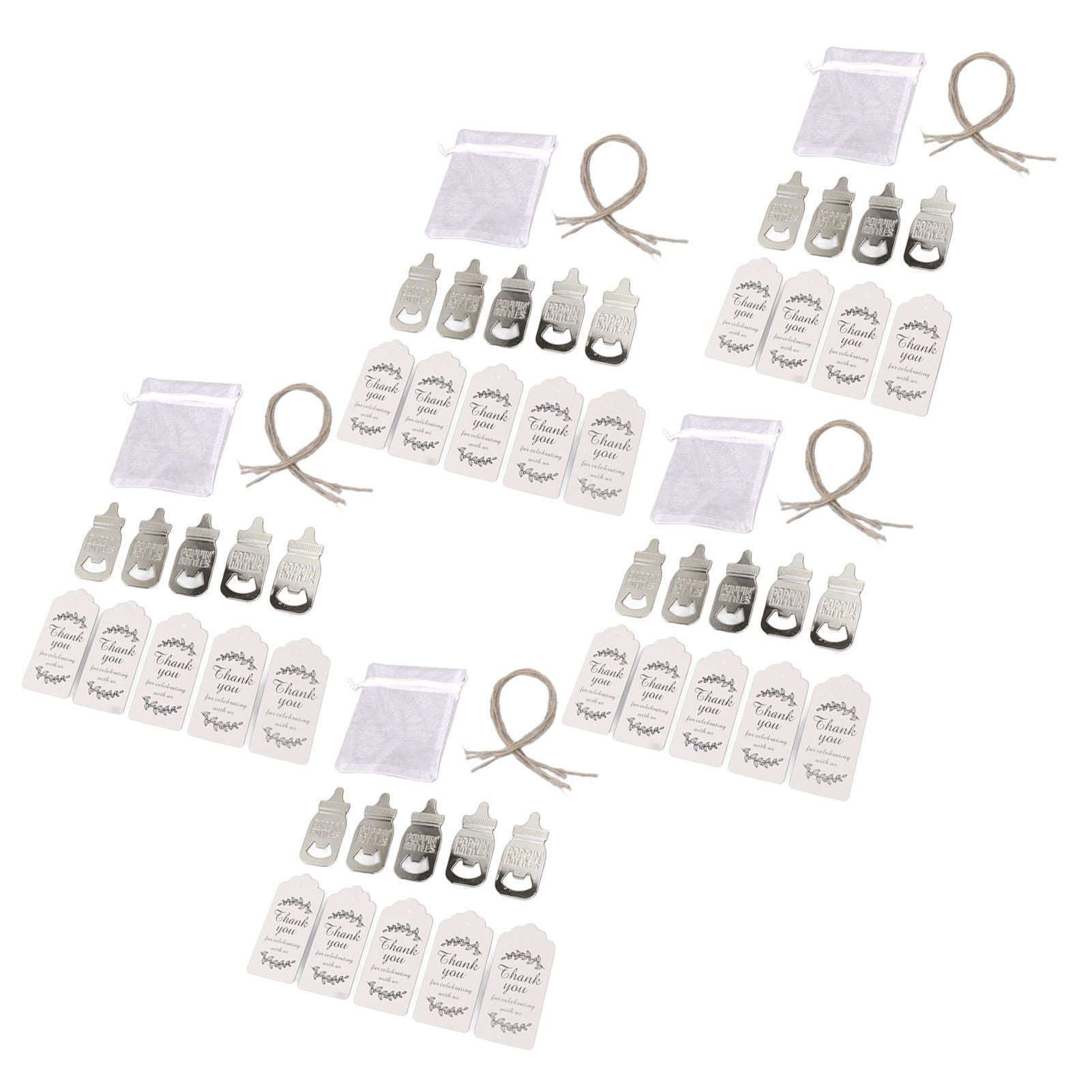 24 Set Baby Bottle Opener Zinc Alloy Cute Baby Bottle Shaped Bottle Opener Baby Shower Return Gift for Baby Shower Party Silver