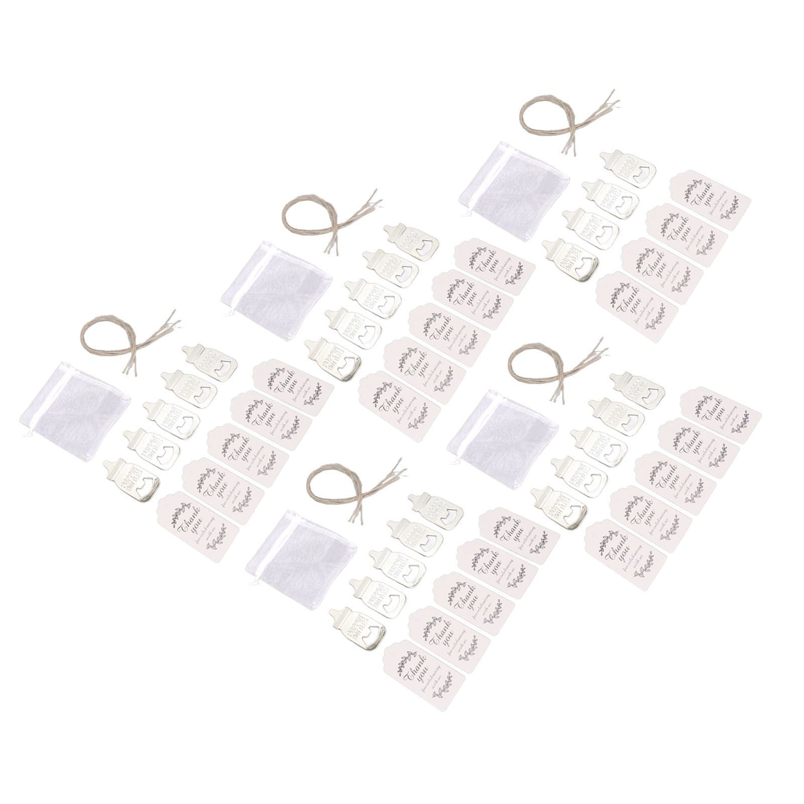 24 Set Baby Bottle Opener Zinc Alloy Cute Baby Bottle Shaped Bottle Opener Baby Shower Return Gift for Baby Shower Party Silver