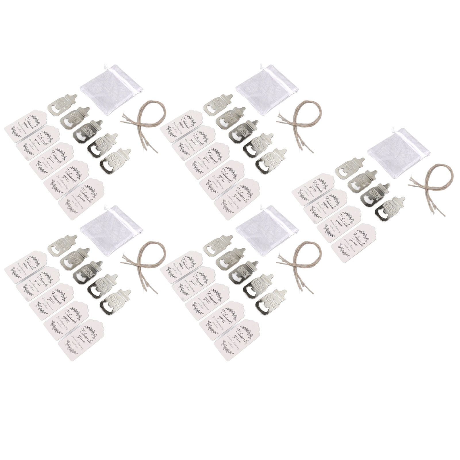 24 Set Baby Bottle Opener Zinc Alloy Cute Baby Bottle Shaped Bottle Opener Baby Shower Return Gift for Baby Shower Party Silver