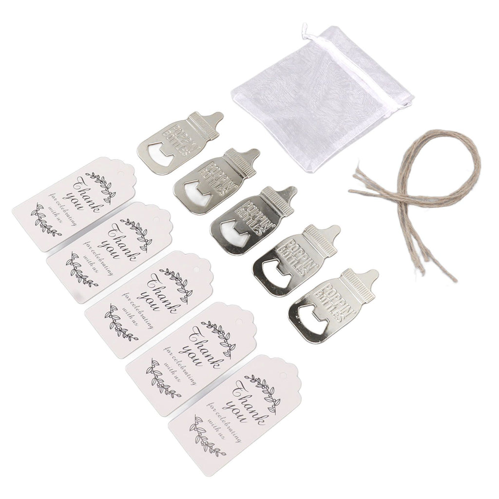 24 Set Baby Bottle Opener Zinc Alloy Cute Baby Bottle Shaped Bottle Opener Baby Shower Return Gift for Baby Shower Party Silver
