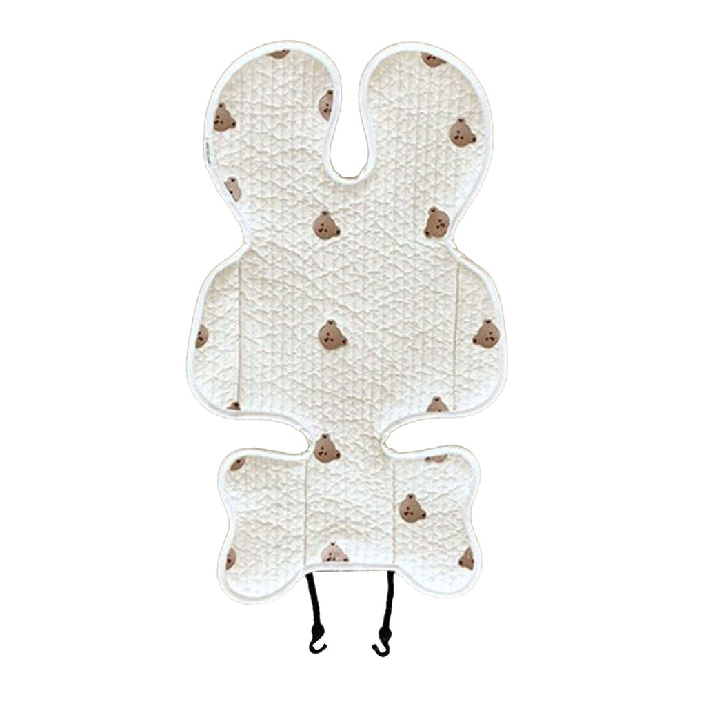 Soft Baby Stroller Seat Cushion Breathable Pure Cotton Infant Car Seat Head Neck Body Support Thin Style Bear