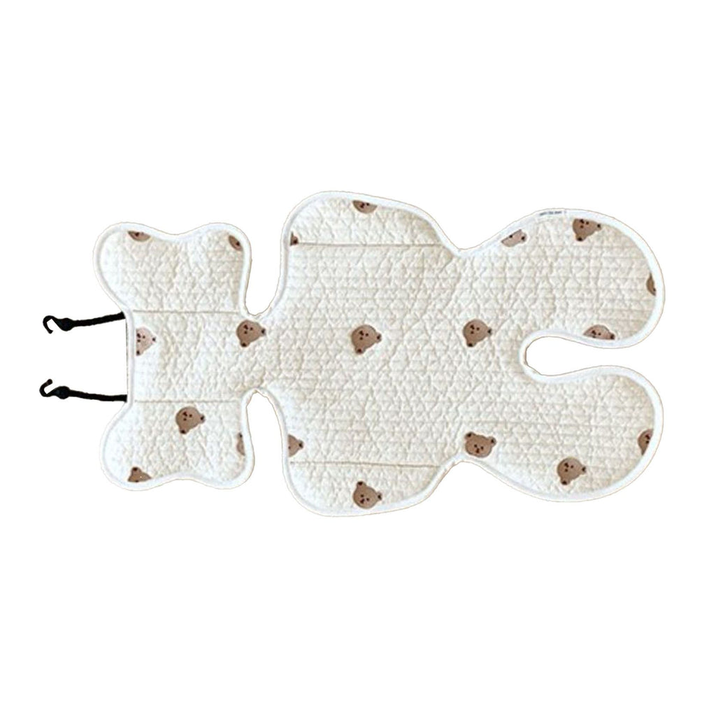 Soft Baby Stroller Seat Cushion Breathable Pure Cotton Infant Car Seat Head Neck Body Support Thin Style Bear