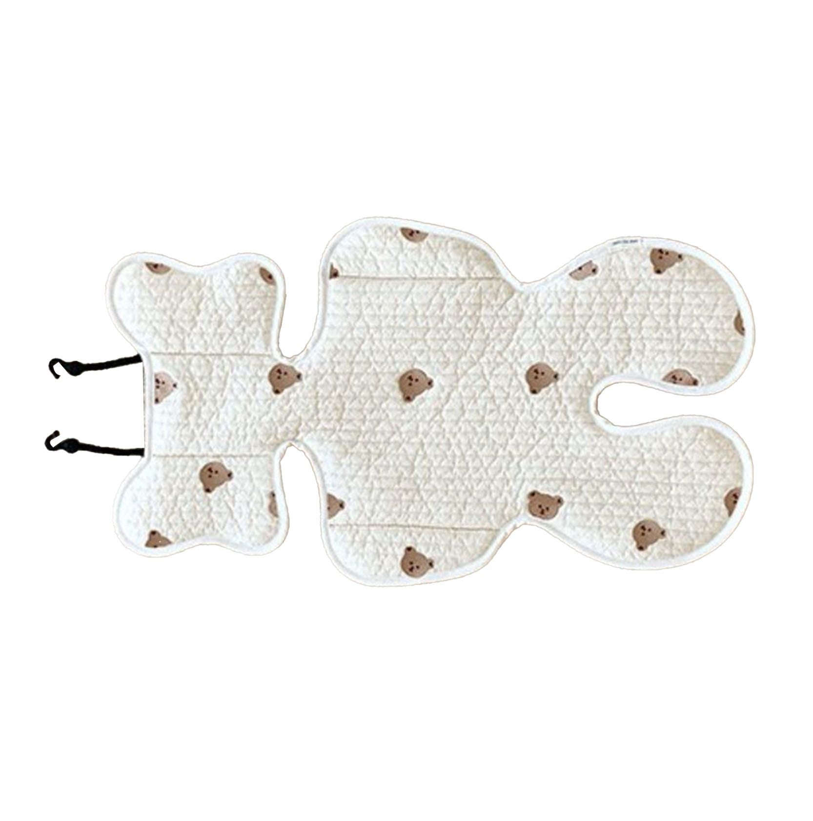 Soft Baby Stroller Seat Cushion Breathable Pure Cotton Infant Car Seat Head Neck Body Support Thin Style Bear
