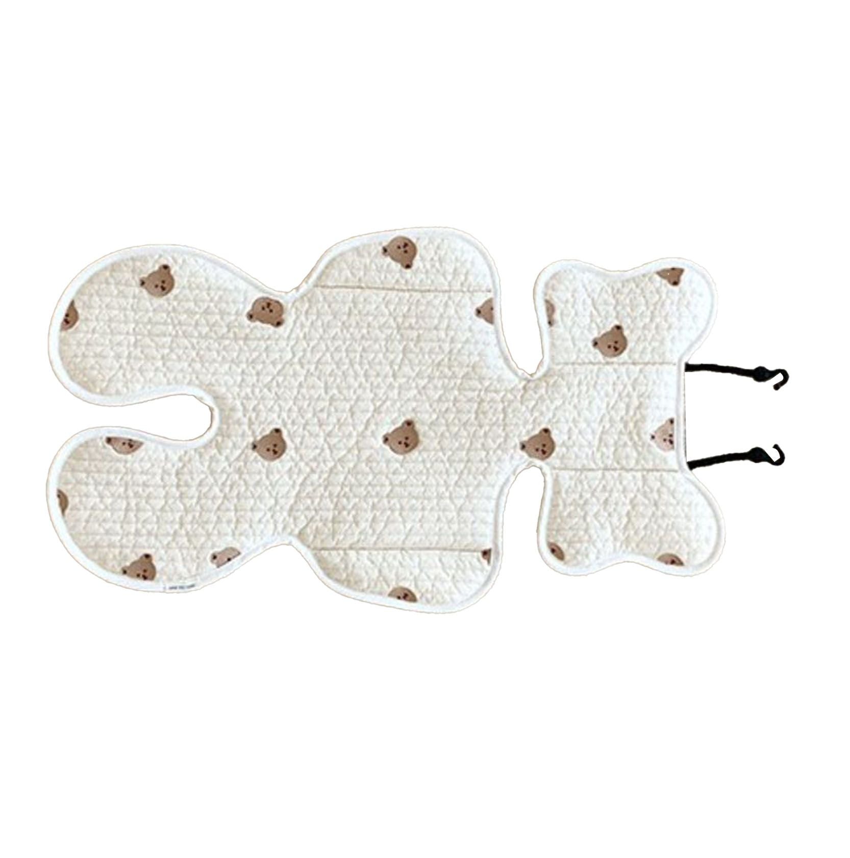 Soft Baby Stroller Seat Cushion Breathable Pure Cotton Infant Car Seat Head Neck Body Support Thin Style Bear