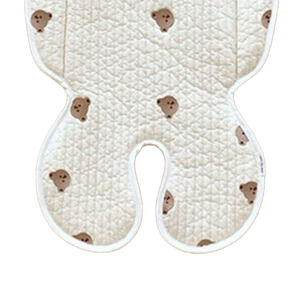 Soft Baby Stroller Seat Cushion Breathable Pure Cotton Infant Car Seat Head Neck Body Support Thin Style Bear
