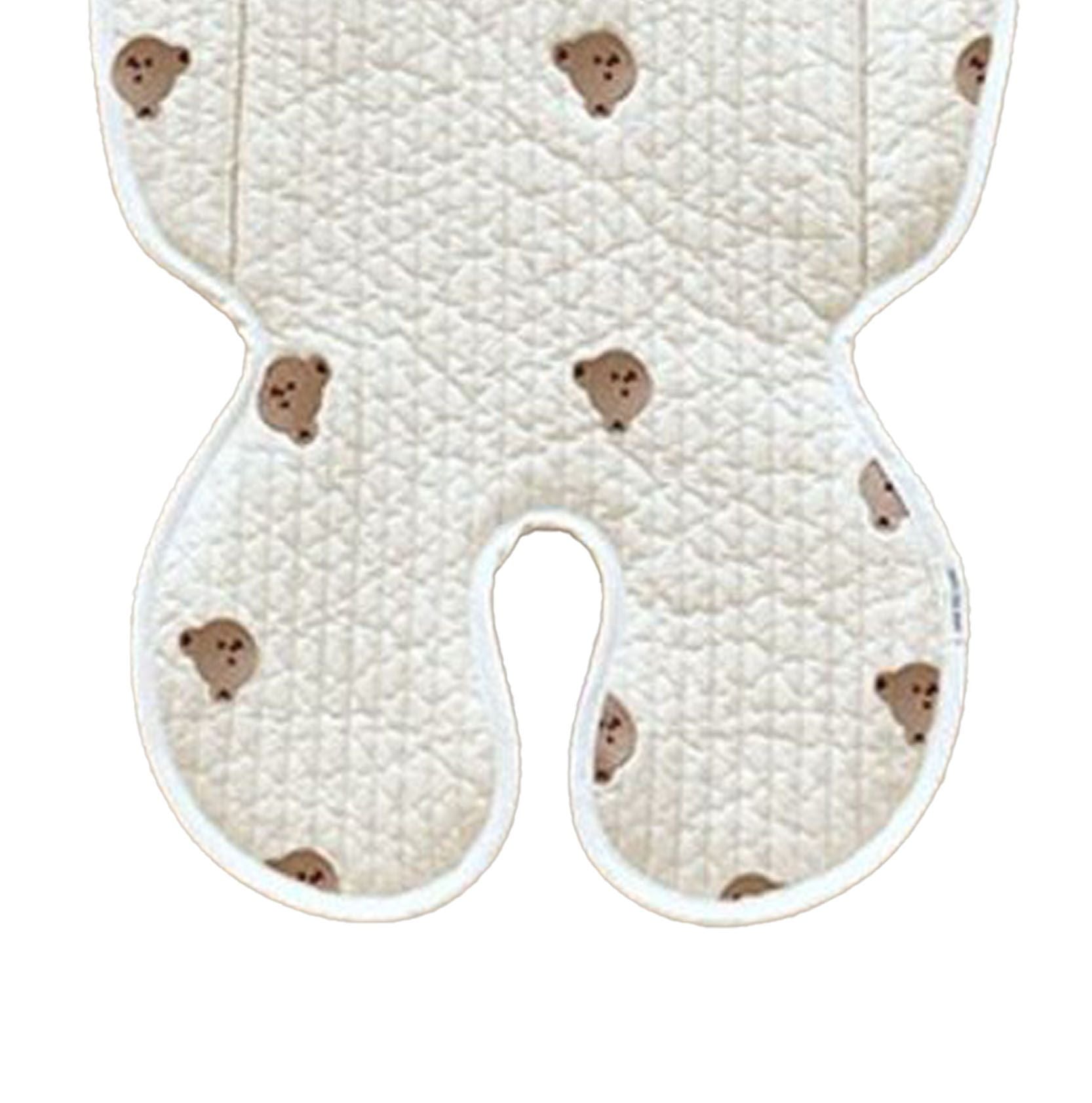 Soft Baby Stroller Seat Cushion Breathable Pure Cotton Infant Car Seat Head Neck Body Support Thin Style Bear