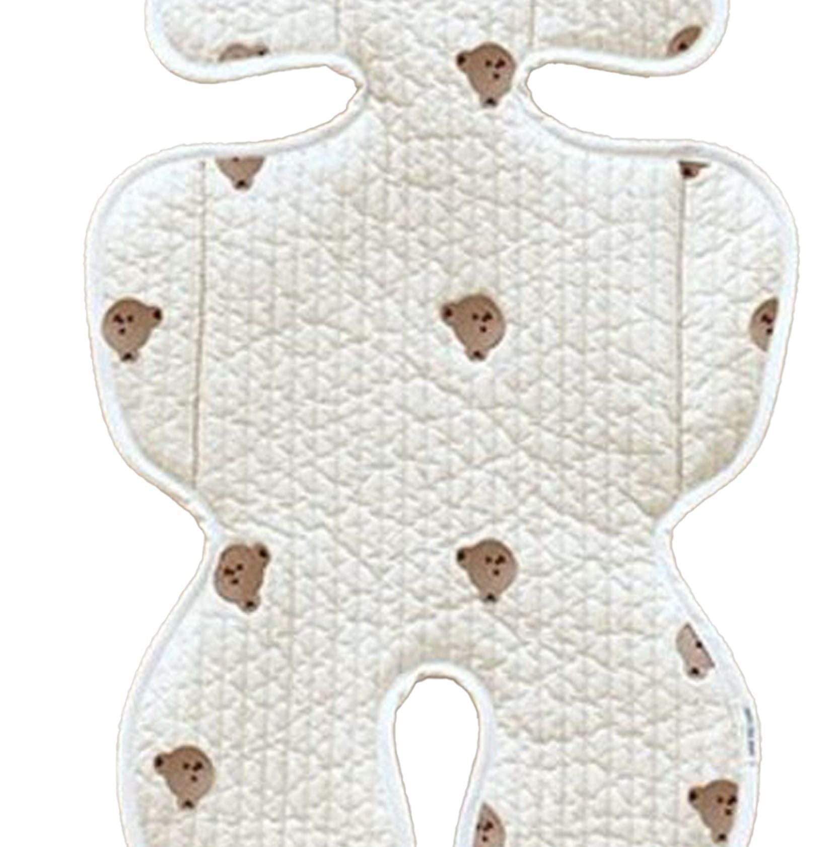 Soft Baby Stroller Seat Cushion Breathable Pure Cotton Infant Car Seat Head Neck Body Support Thin Style Bear