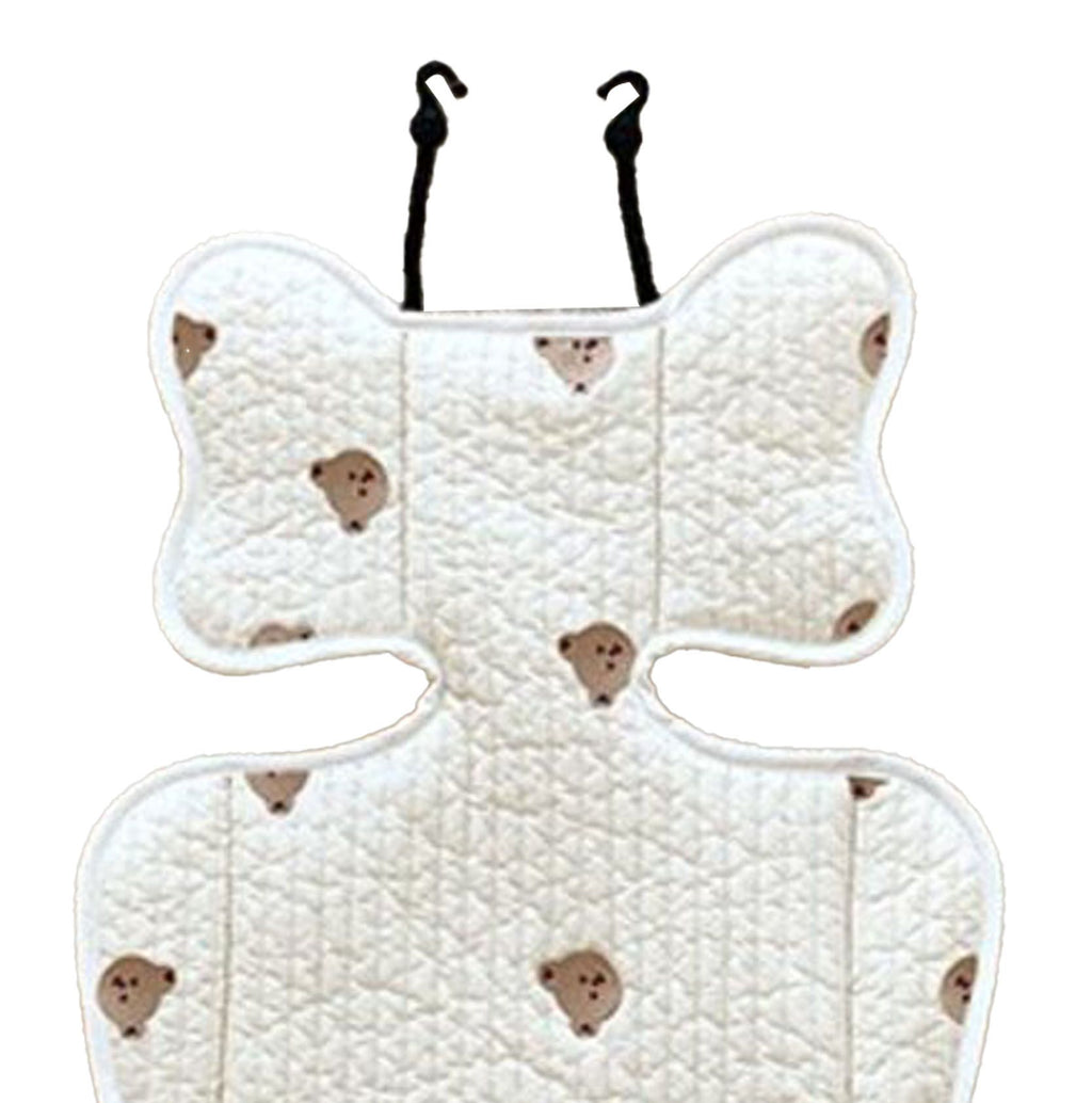 Soft Baby Stroller Seat Cushion Breathable Pure Cotton Infant Car Seat Head Neck Body Support Thin Style Bear