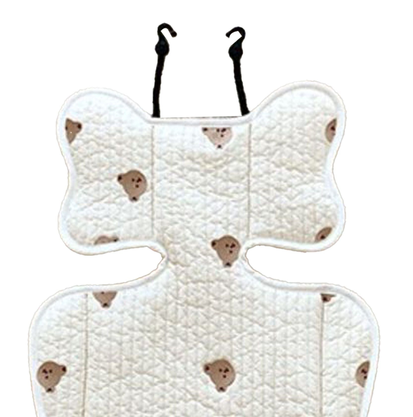 Soft Baby Stroller Seat Cushion Breathable Pure Cotton Infant Car Seat Head Neck Body Support Thin Style Bear