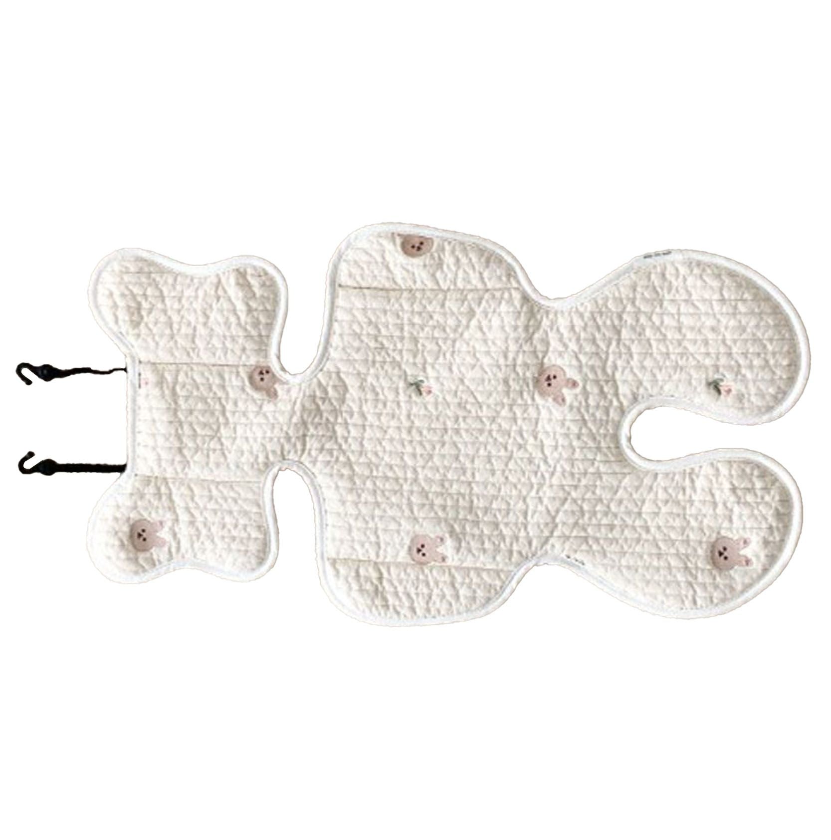 Soft Baby Stroller Seat Cushion Breathable Pure Cotton Infant Car Seat Head Neck Body Support Thin Style Rabbit