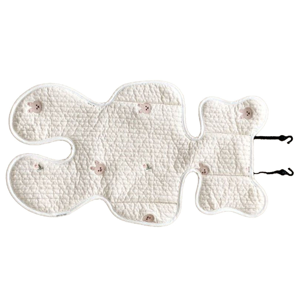Soft Baby Stroller Seat Cushion Breathable Pure Cotton Infant Car Seat Head Neck Body Support Thin Style Rabbit