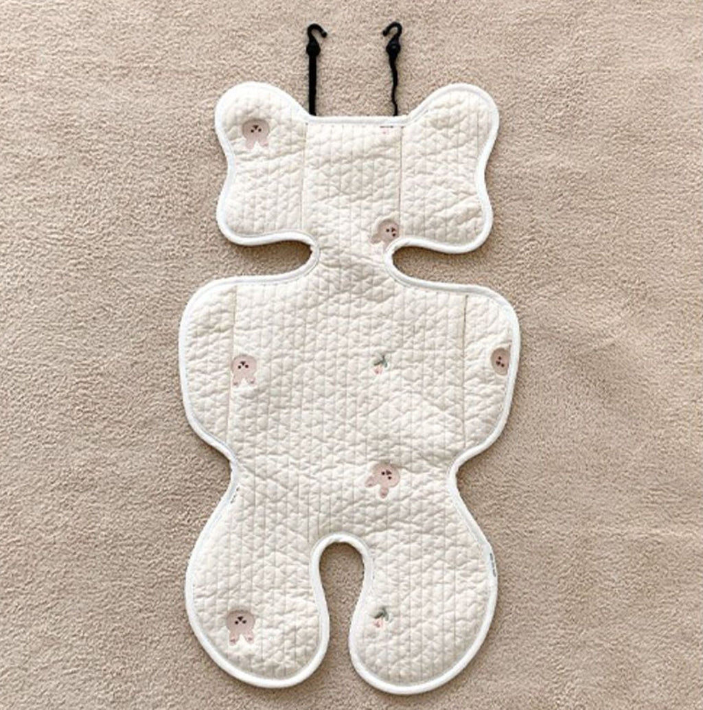 Soft Baby Stroller Seat Cushion Breathable Pure Cotton Infant Car Seat Head Neck Body Support Thin Style Rabbit
