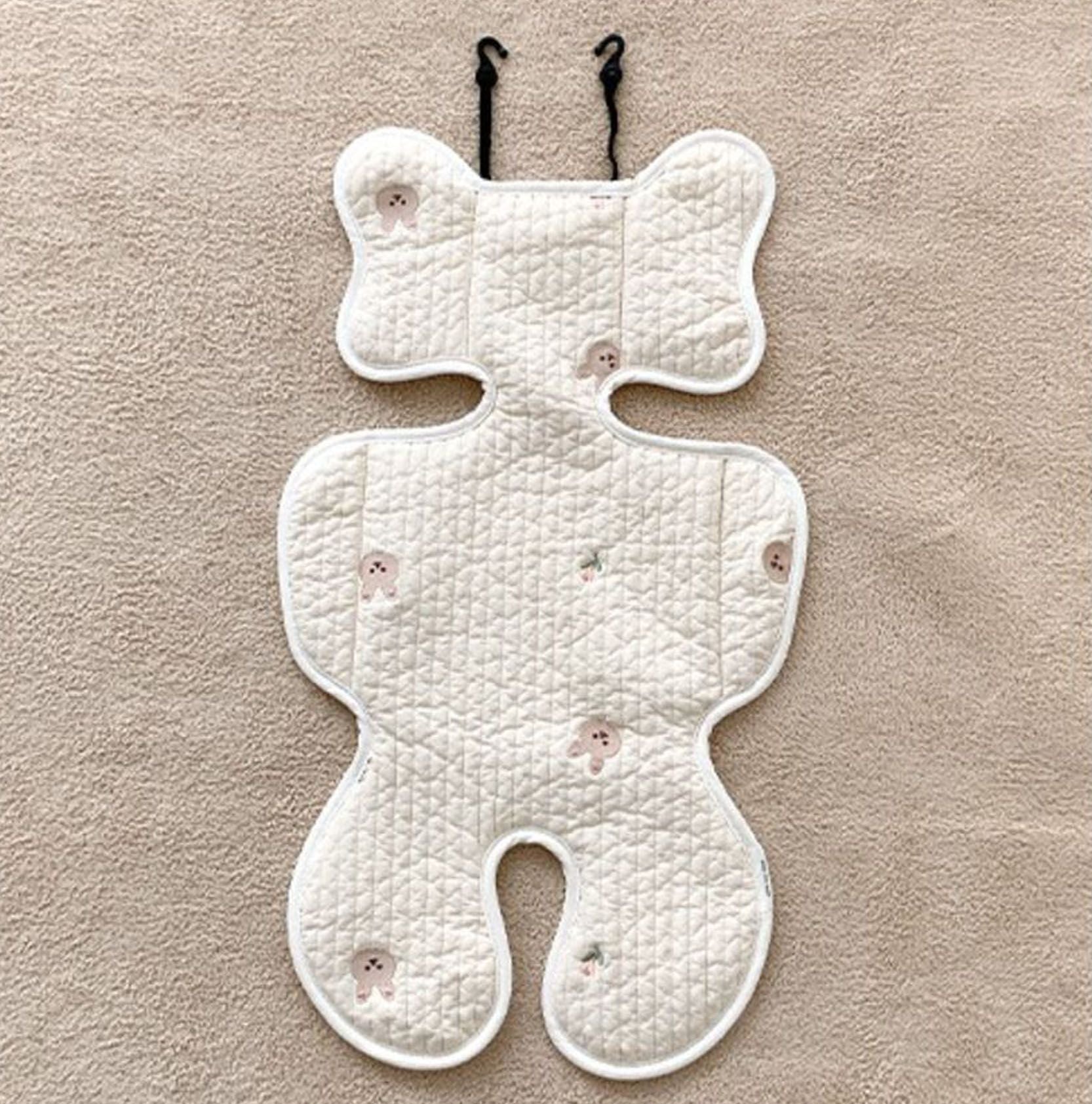 Soft Baby Stroller Seat Cushion Breathable Pure Cotton Infant Car Seat Head Neck Body Support Thin Style Rabbit