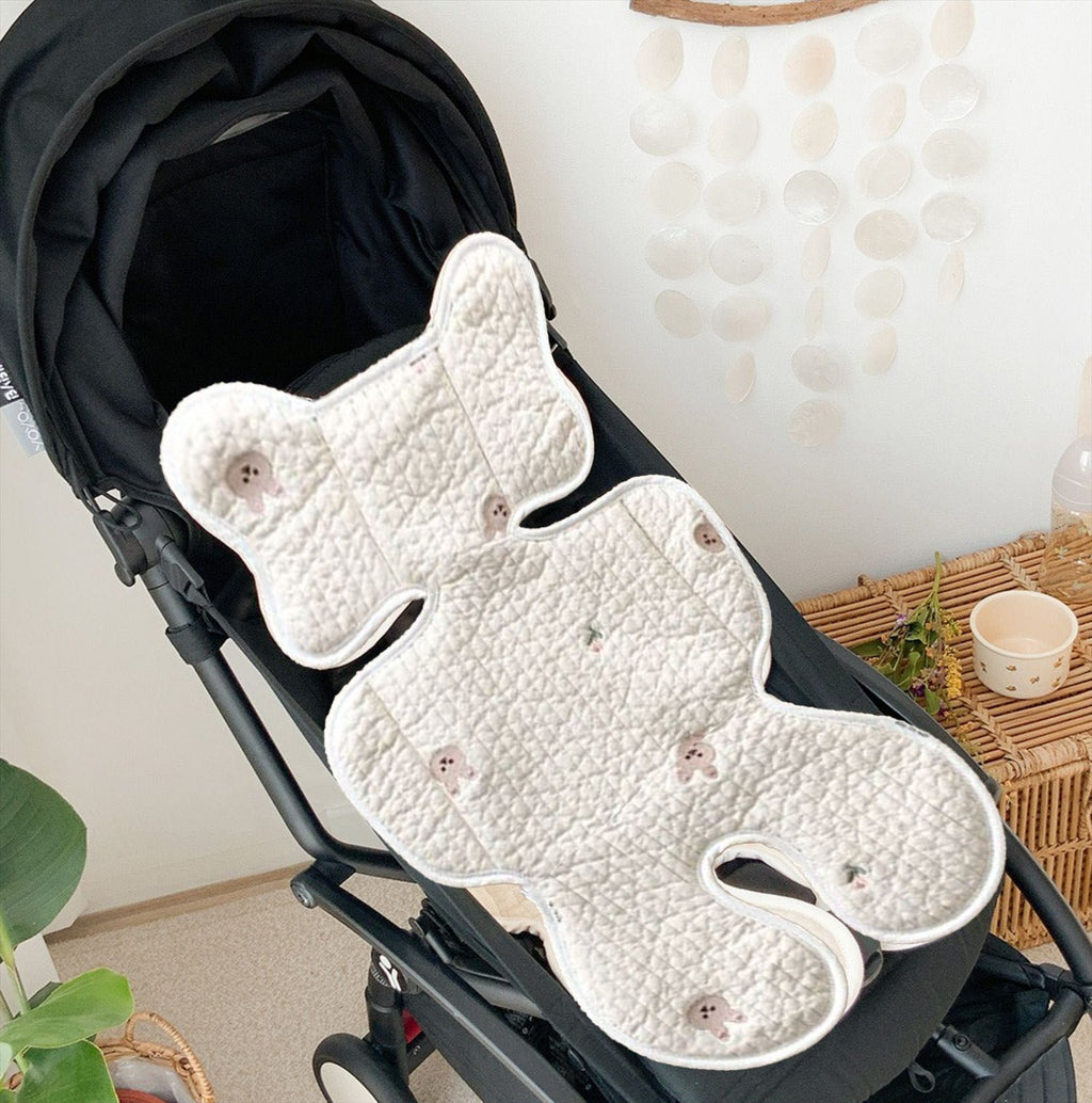 Soft Baby Stroller Seat Cushion Breathable Pure Cotton Infant Car Seat Head Neck Body Support Thin Style Rabbit