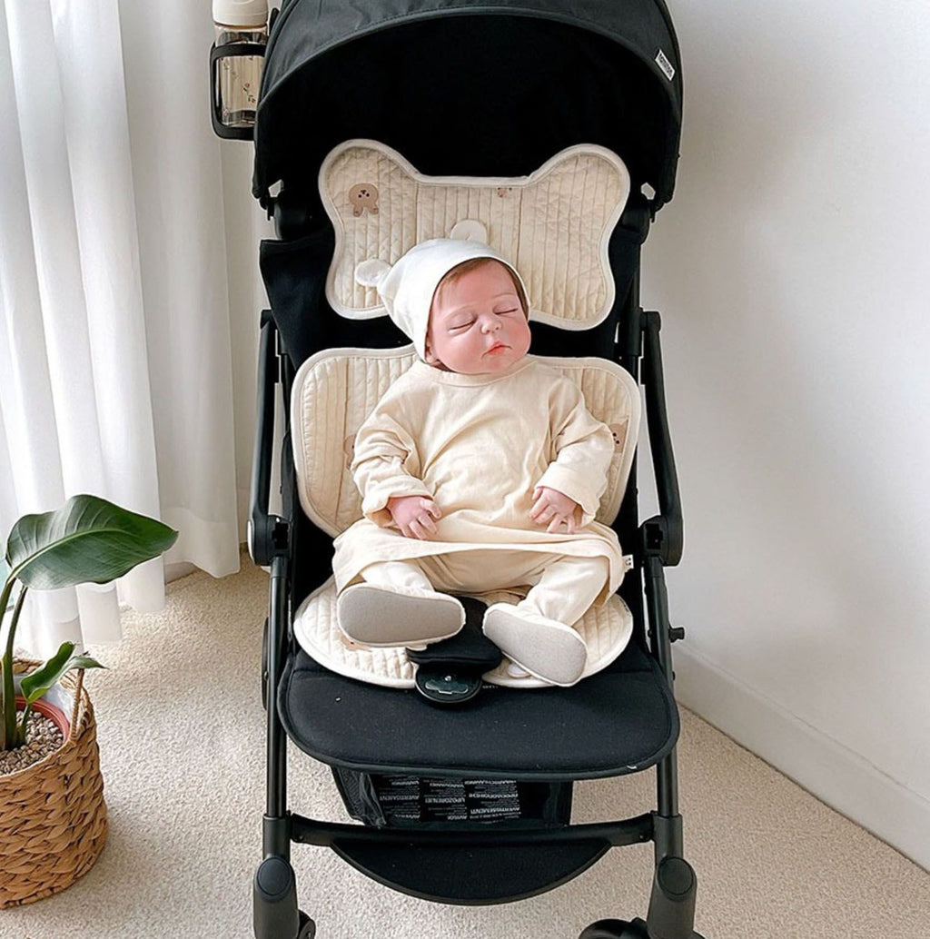 Soft Baby Stroller Seat Cushion Breathable Pure Cotton Infant Car Seat Head Neck Body Support Thin Style Rabbit