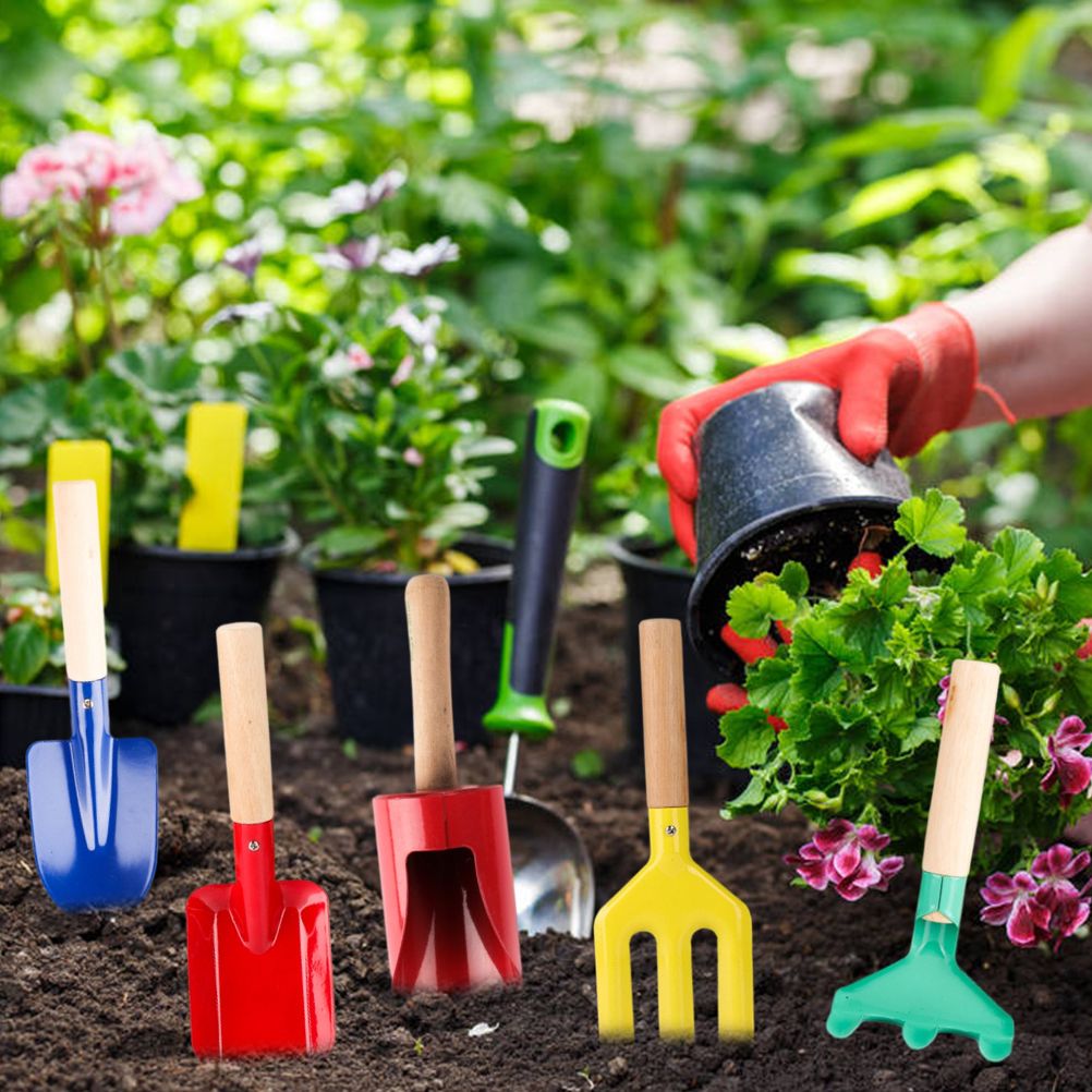 5 Pcs Kid Mini Gardening Tool Set Outdoor Plants DIY Tools Garden Planting Tool Kit for Children