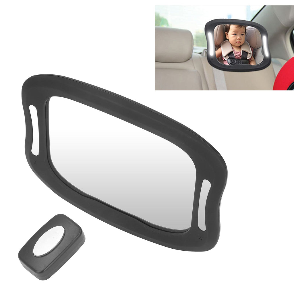Baby Car Mirror Safely Monitor Infant Child Dynamic with Soft LED Light Wide Angle 360° Adjustable Mirror for Vehicles