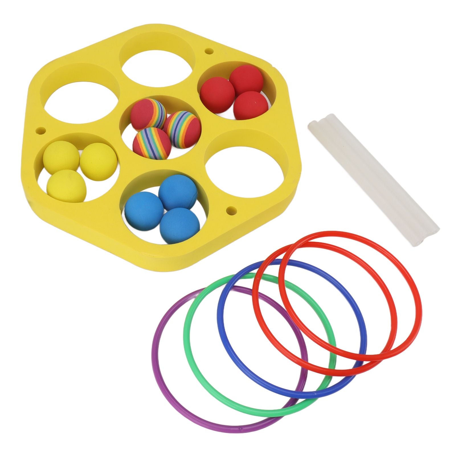 Ring Throw Pool Game Toy EVA Floating Foam with Balls for Kids Adults Water Sports Outdoor Party Hexagonal Circle