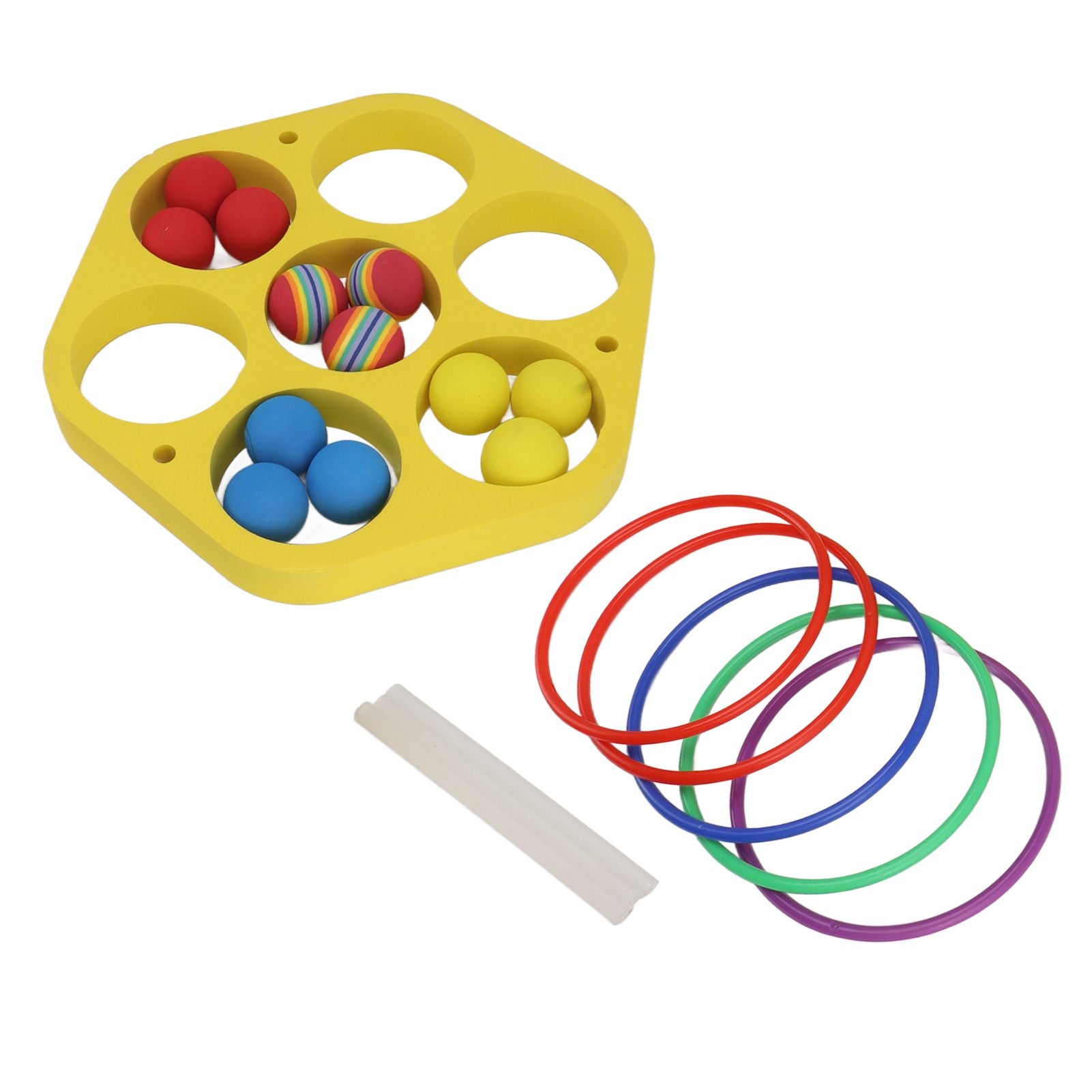 Ring Throw Pool Game Toy EVA Floating Foam with Balls for Kids Adults Water Sports Outdoor Party Hexagonal Circle
