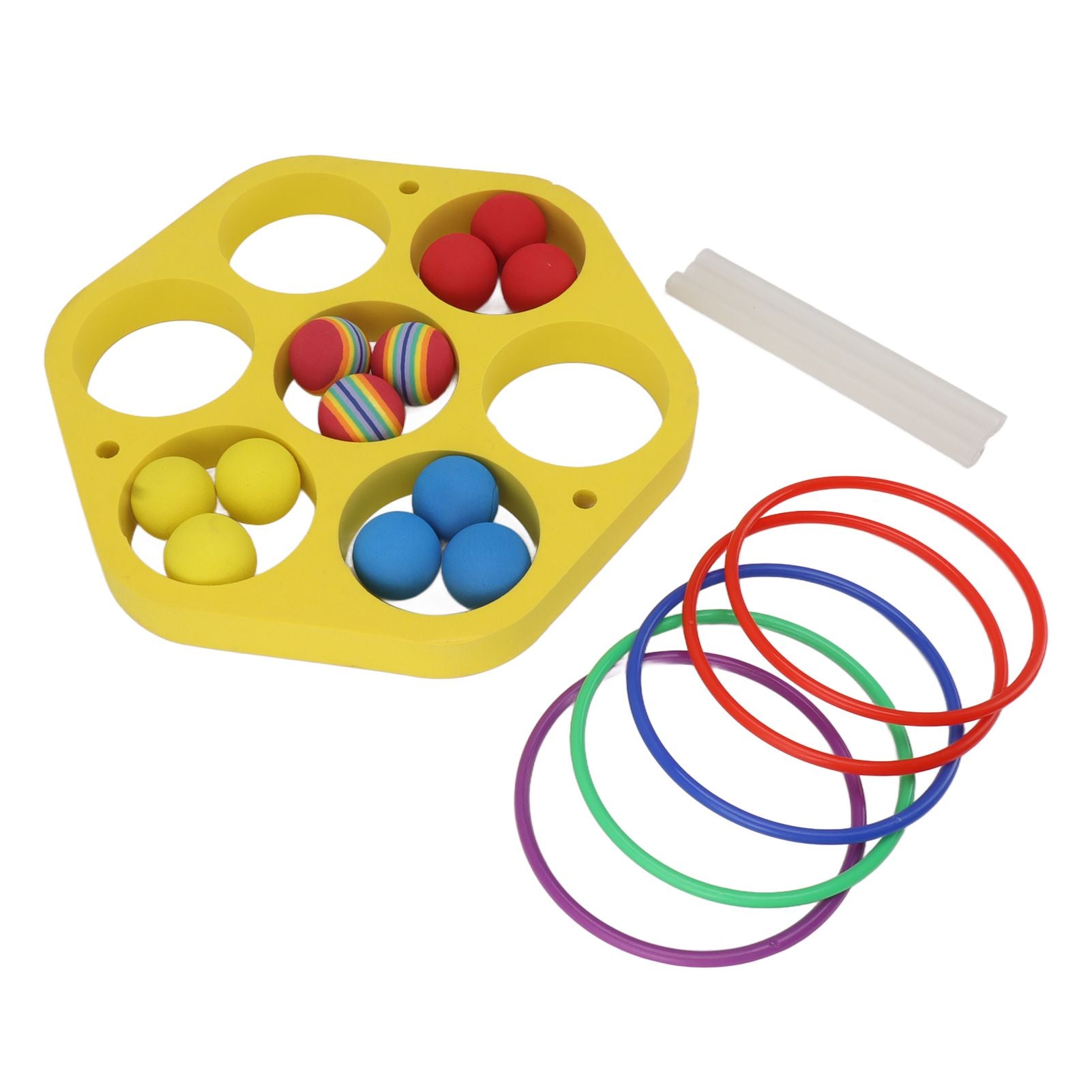 Ring Throw Pool Game Toy EVA Floating Foam with Balls for Kids Adults Water Sports Outdoor Party Hexagonal Circle