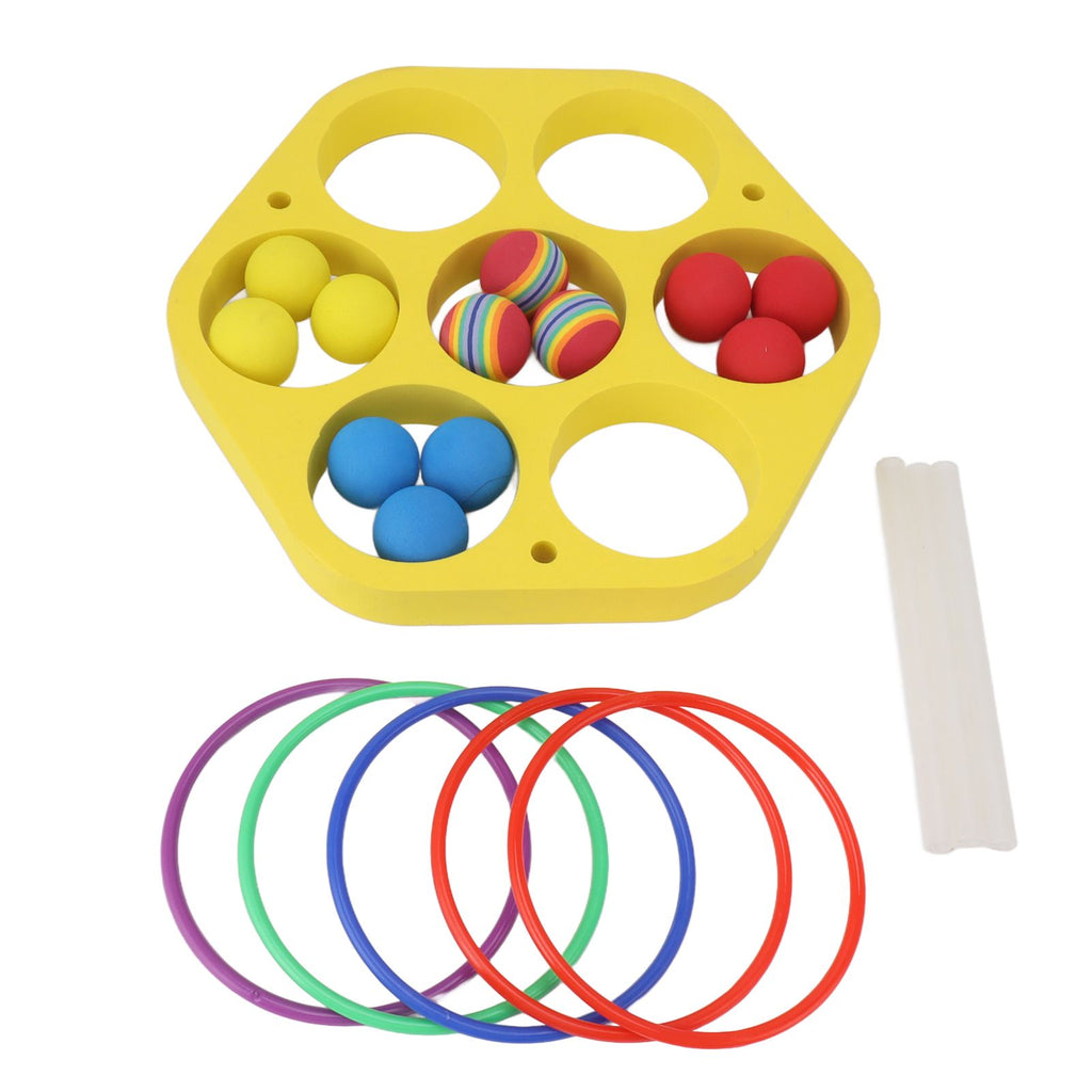 Ring Throw Pool Game Toy EVA Floating Foam with Balls for Kids Adults Water Sports Outdoor Party Hexagonal Circle