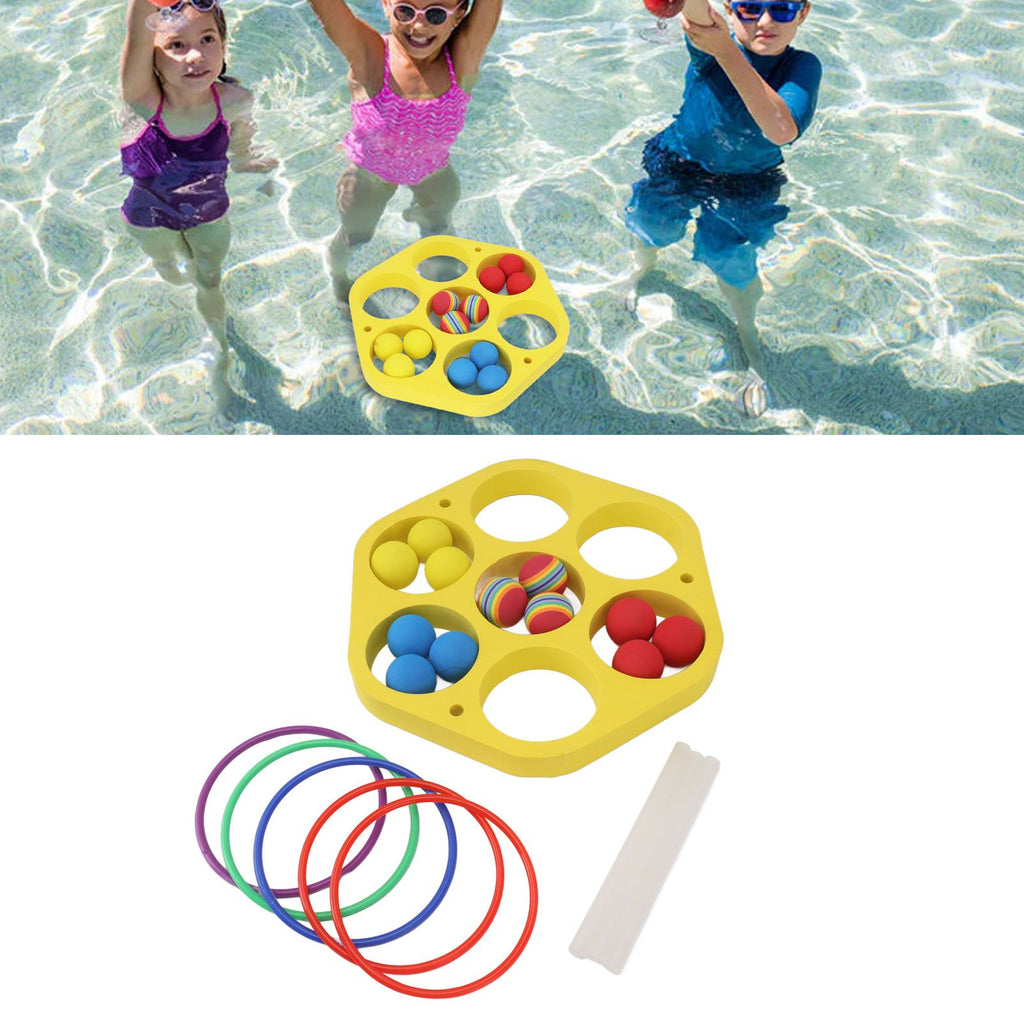 Ring Throw Pool Game Toy EVA Floating Foam with Balls for Kids Adults Water Sports Outdoor Party Hexagonal Circle