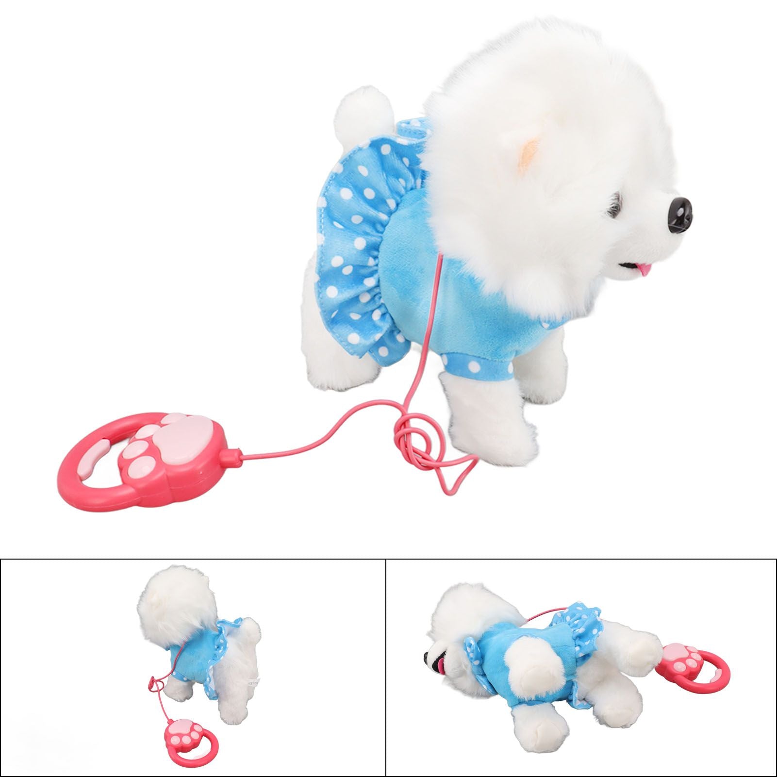 Electronic Plush Dog Interactive Puppy Singing Walking Toy with Remote Control Leash Kids Toddler Birthday Gifts Blue