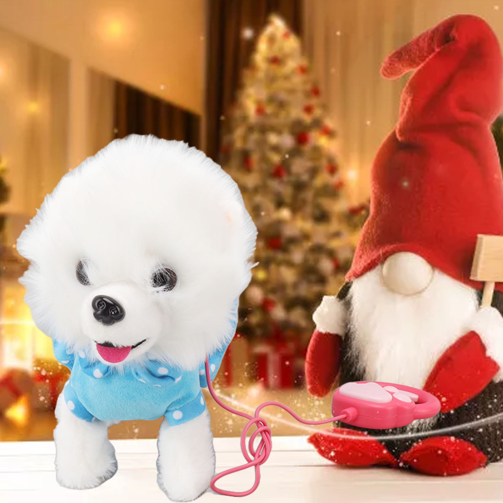 Electronic Plush Dog Interactive Puppy Singing Walking Toy with Remote Control Leash Kids Toddler Birthday Gifts Blue