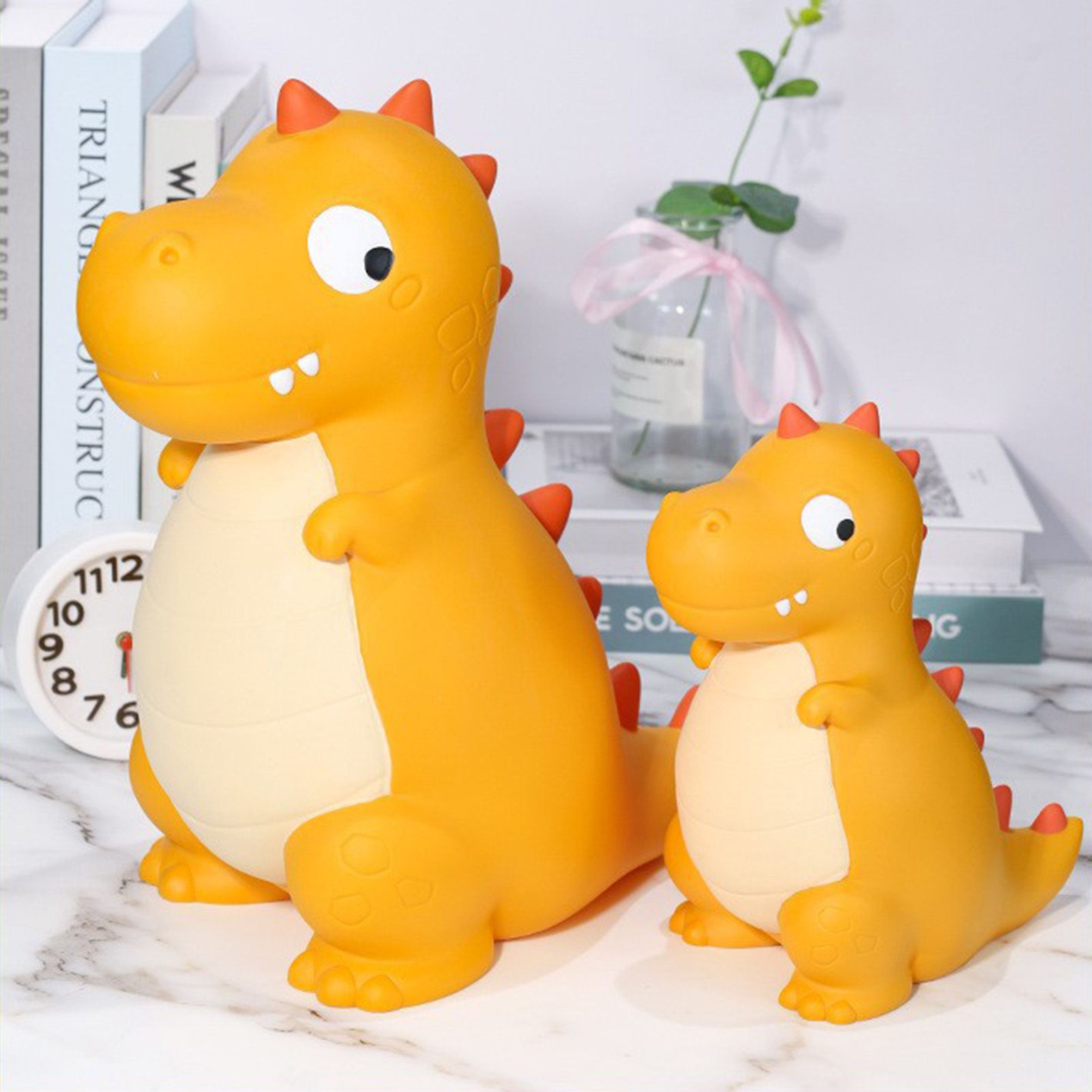 Dinosaur Piggy Bank Cute Cartoon Money Save Box Fall Resistance Money Coin Bank Desktop Decoration Boys Girls Gift Large Yellow