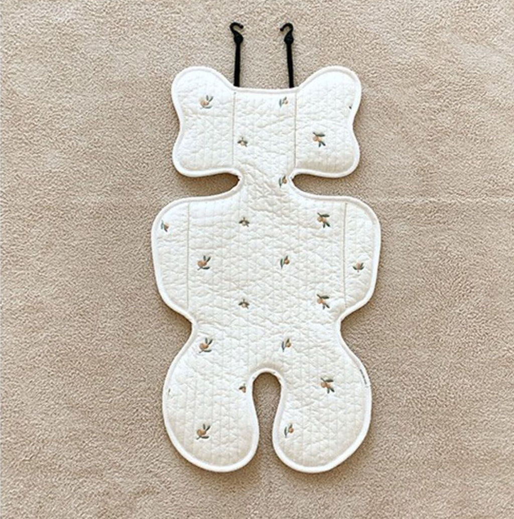 Soft Baby Stroller Seat Cushion Breathable Pure Cotton Infant Car Seat Head Neck Body Support Thin Style Olive