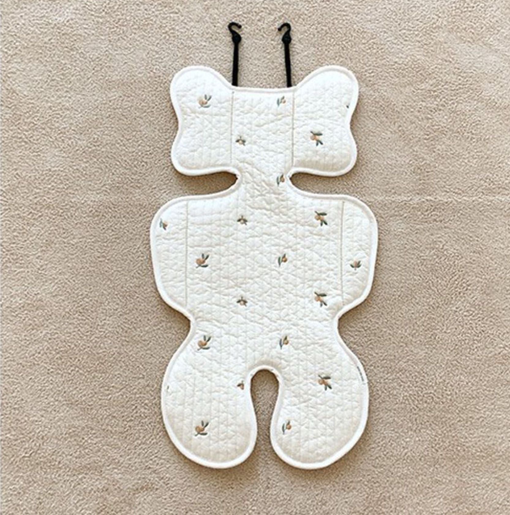 Soft Baby Stroller Seat Cushion Breathable Pure Cotton Infant Car Seat Head Neck Body Support Thin Style Olive