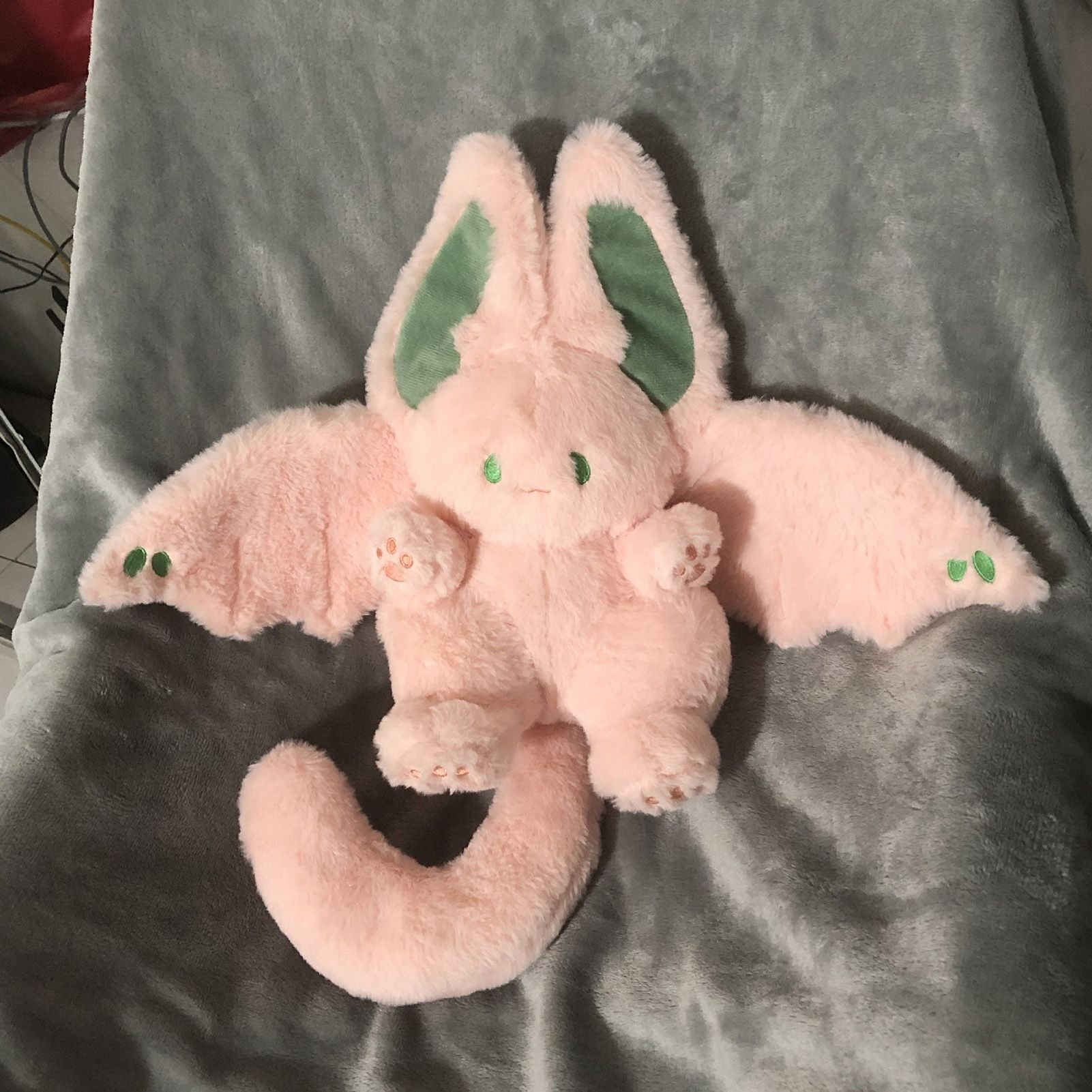 Plush Rabbit Doll Soft Cute PP Cotton Filling Wing Long Tail Design Stuffed Bunny Toy for Children Adults Pink
